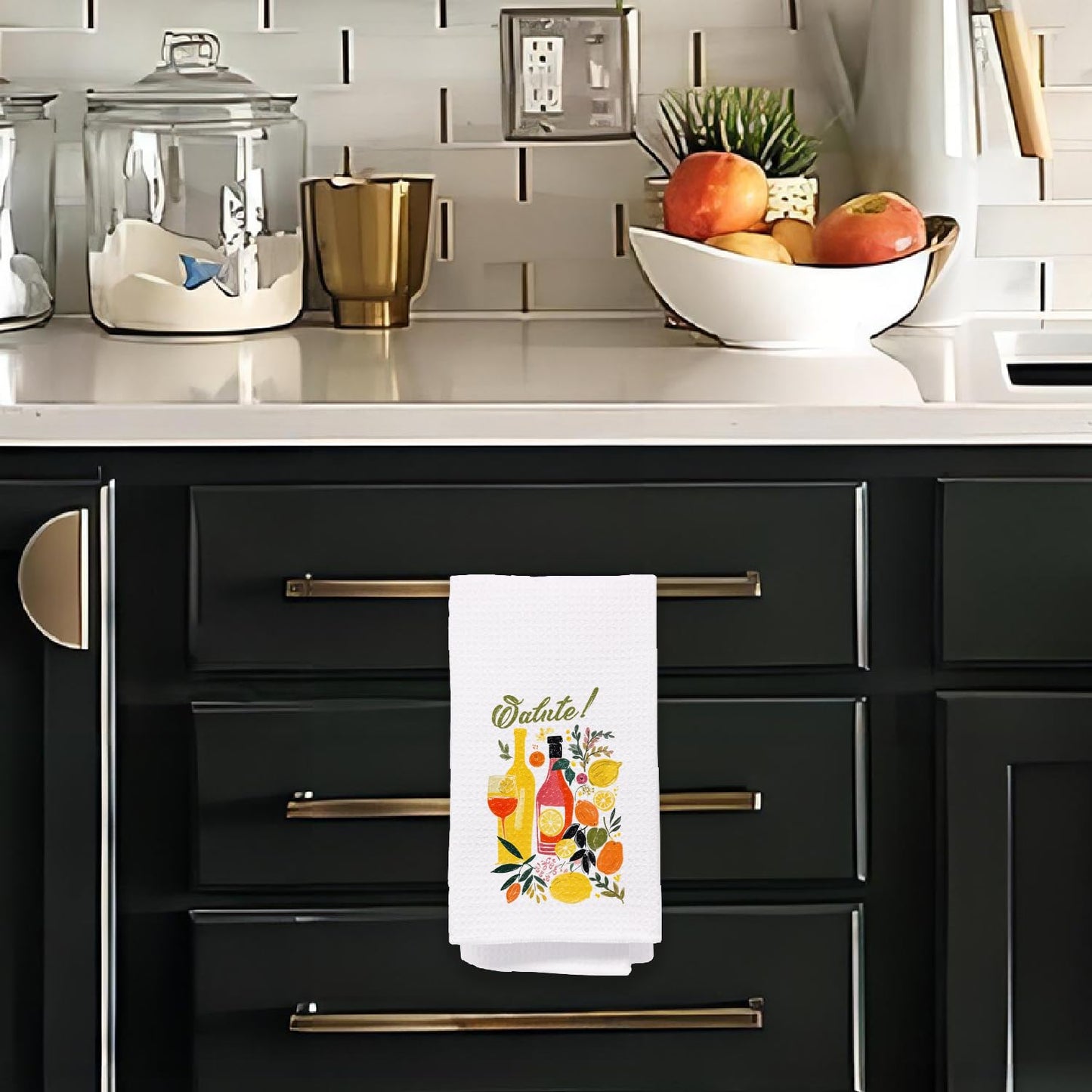 Bon Appetite Modern Kitchen Towels, Farmhouse French Dish Tea Towels for Kitchen, Gifts for Cooking Lovers Decorative Hand Towels, 16x24 Inch WN420