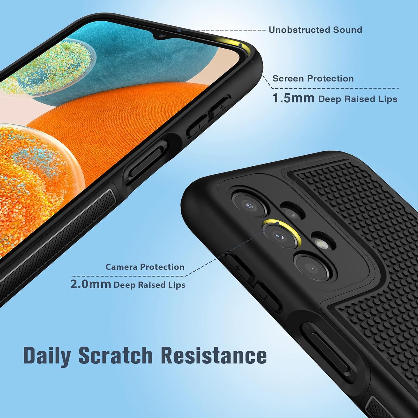 FNTCASE for Samsung Galaxy A23 5G Case: (Samsung Galaxy A23 4G LTE) Dual Layer Protective Heavy Duty Cell Phone Cover Shockproof Rugged with Non Slip Textured Back Bumper - 6.6inch Black WN420