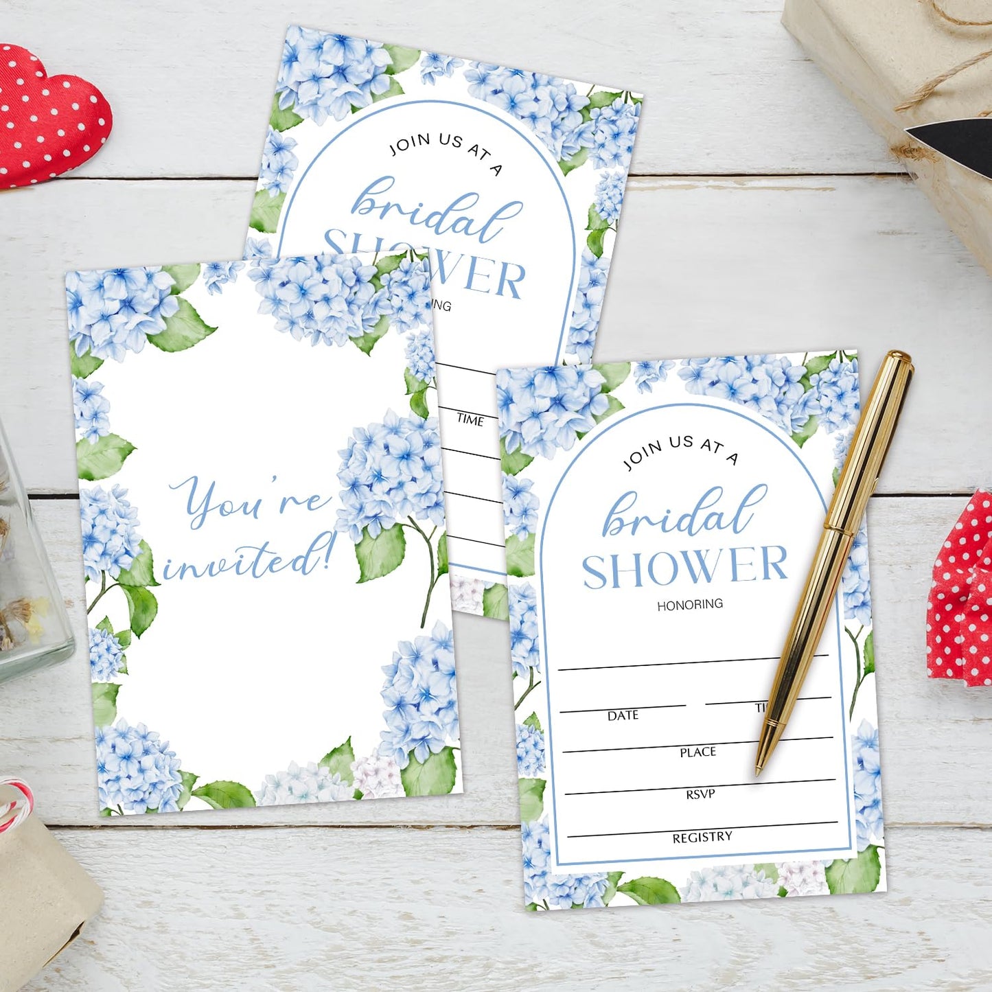 50 Years Anniversary Bridal Shower Invitations Cards, Set of 25 Gold Foil Floral Fill in Style 50th Year Wedding Invites Cards with Envelopes for Couples Marriage Party Supplies-T05 WN420