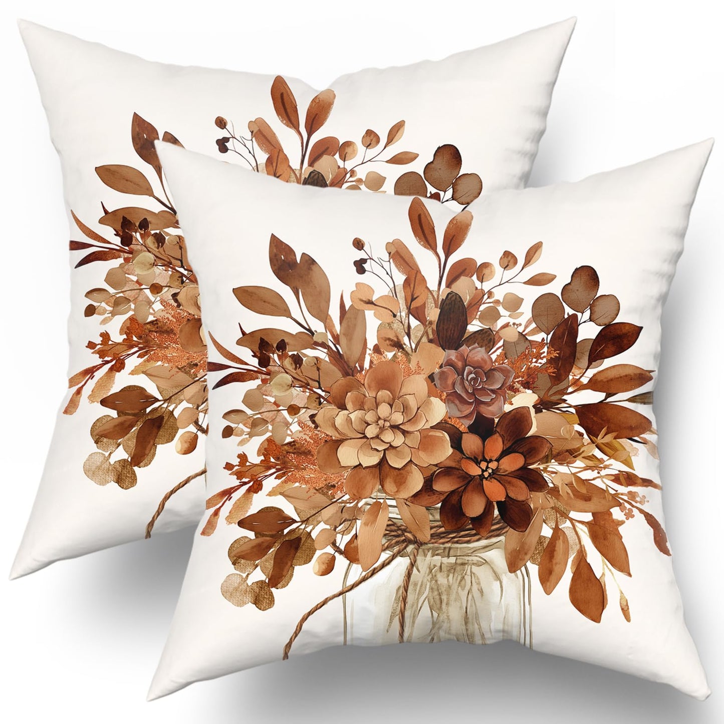 Fall Pumpkin Throw Pillow Cover 18x18inch Set of 2 Autumn Maple Leaf Pillowcases Orange Fall Leaves Cotton Cushion Case for Thanksgiving Farmhouse Home Couch Sofa Patio Decor BST202