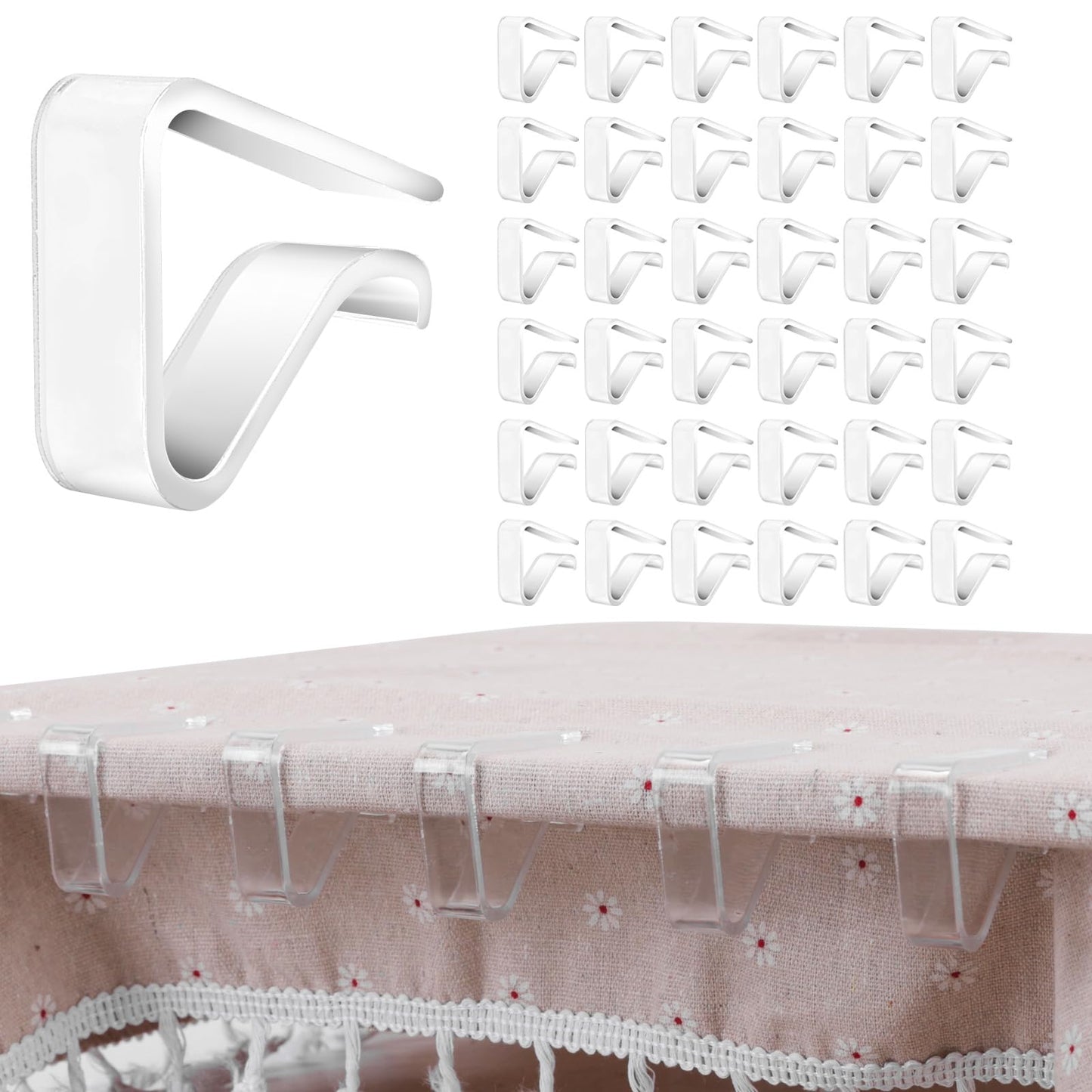 24 Pieces Clear Tablecloth Clips, Durable Plastic Table Cover Holders, Windproof Transparent Clamps for Securing Tablecloths Indoor Outdoor Party, Wedding, Christmas Event, Picnic, Camping (24, Large) BST220