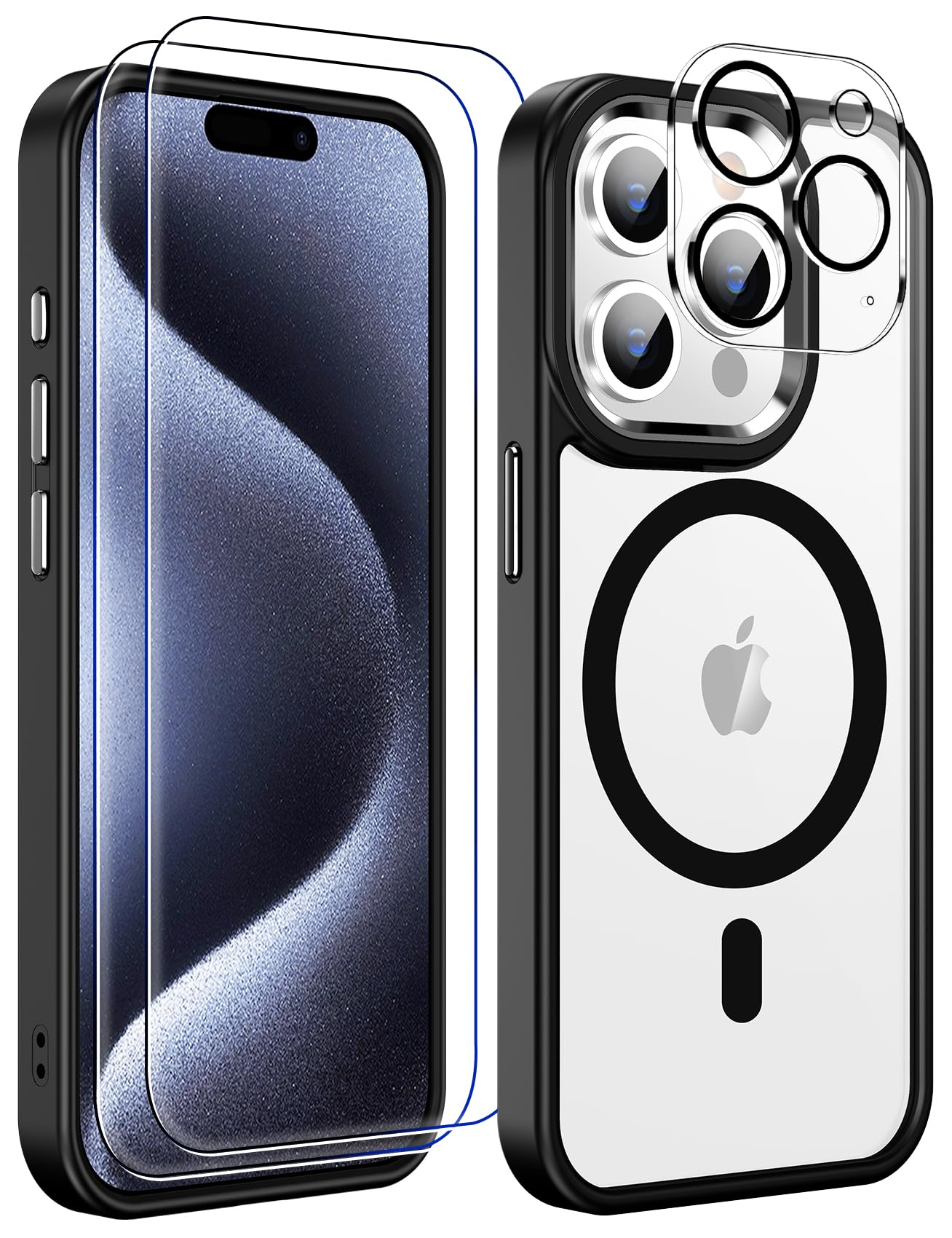 for iPhone 17 Pro Max Case Clear with Screen Protector, Compatible with Magsafe, Anti-Yellowing, Military-Grade Protection, Shockproof Slim Magnetic Phone Case Cover, Black WN420