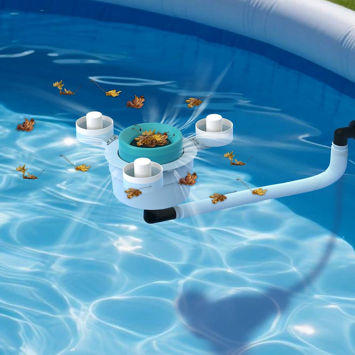 Surface Float Skimmer,No Installation Required, no Adjustable Bracket Required,Comes with 10 Filter Socks, Special Note: Skimmer Rate not exceeding 1100 GPH(Turquoise) WN420