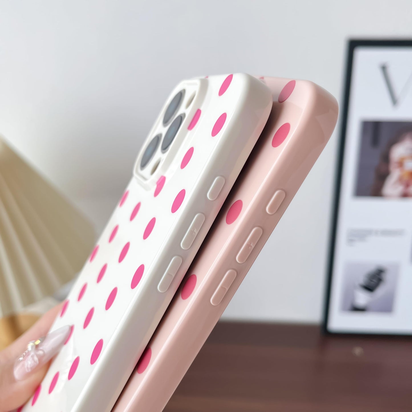 Skyseaco Compatible with iPhone 15 Case Cute Polka Dot Phone Case Soft Slim TPU Shockproof Phone Cover Full Camera Protection for Women Girls - Black WN420