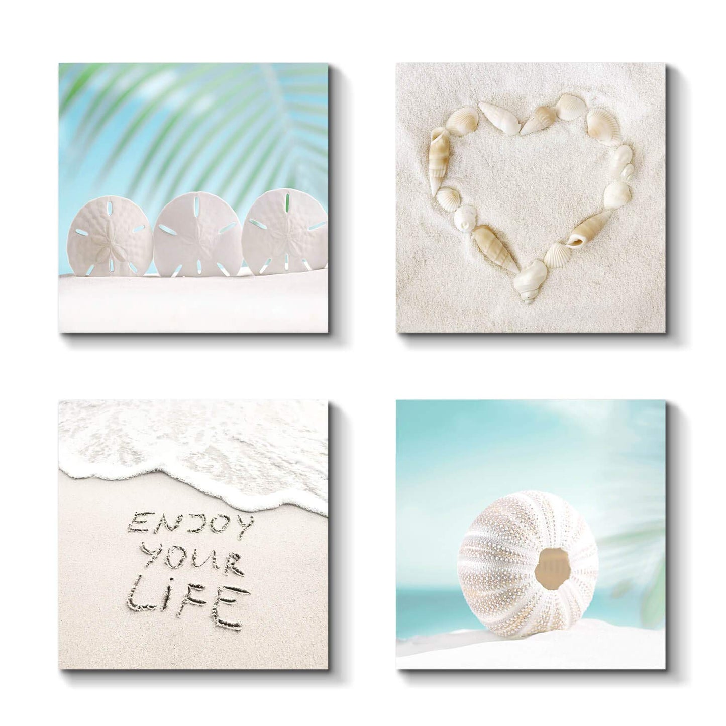 TAR TAR STUDIO Beach Seashells Artwork Canvas Pictures: Tropical Seaside Scene Painting Print for Wall (12" x 12" x 4 PCS, Multiple Style) BST220