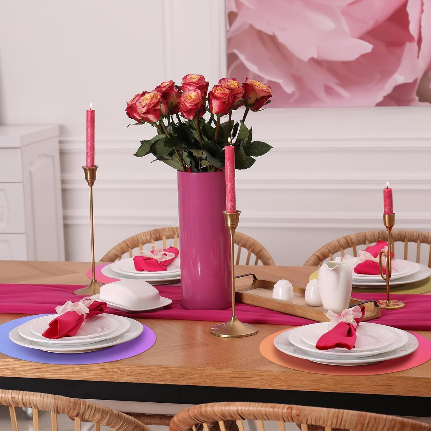 48 Pcs Gradient Disposable Place Mats Decorative Round Paper Placemats Table Paper Doilies for Wedding Birthday Party Banquet Home Dining Holiday, 11.42 Inch BST220