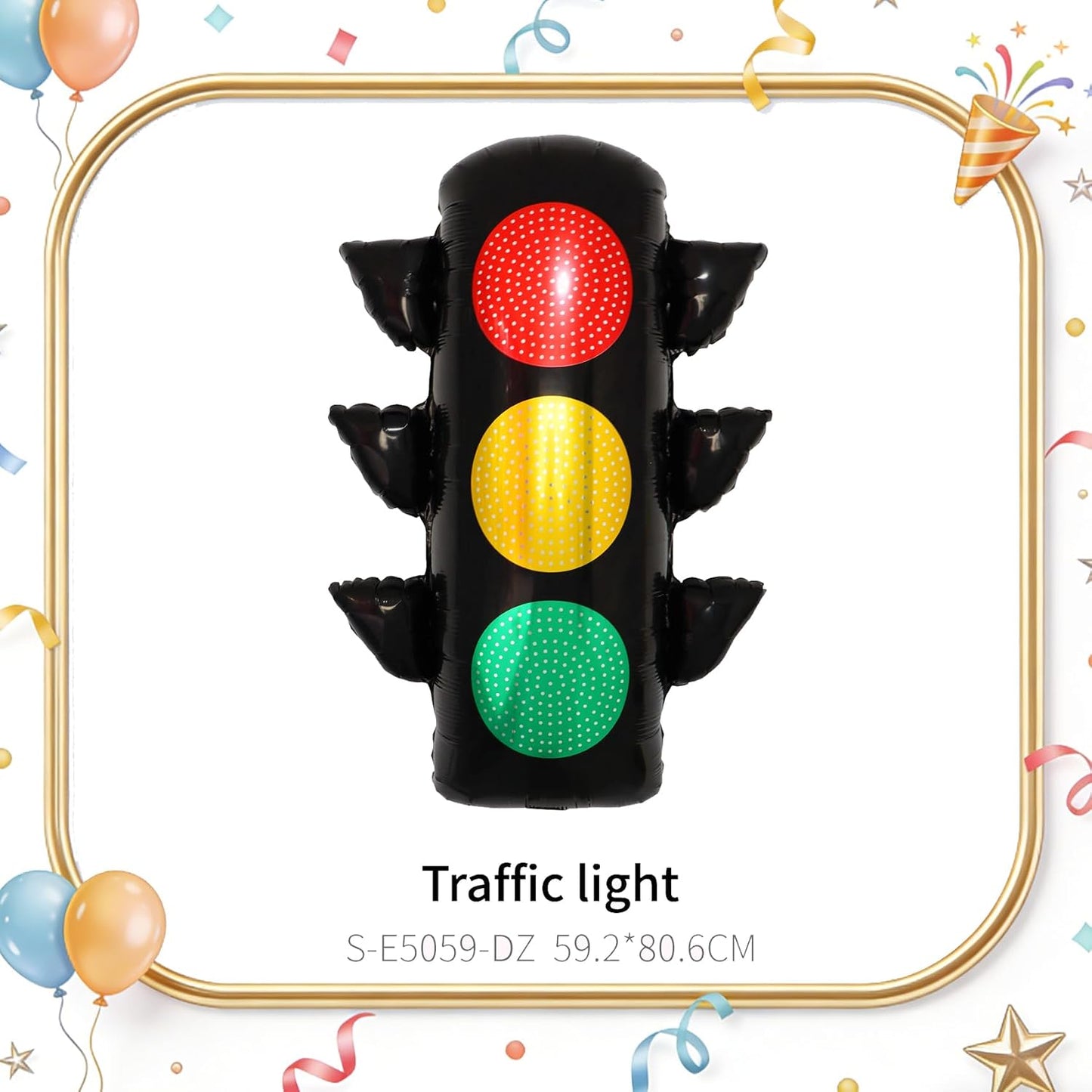7PCS Traffic Theme Balloons Set,Racing Party Decorations with Traffic Light, Checkered Flags & Road Cone Foil Balloons, Race Car Birthday Decorations for Boys, Baby Shower WN420