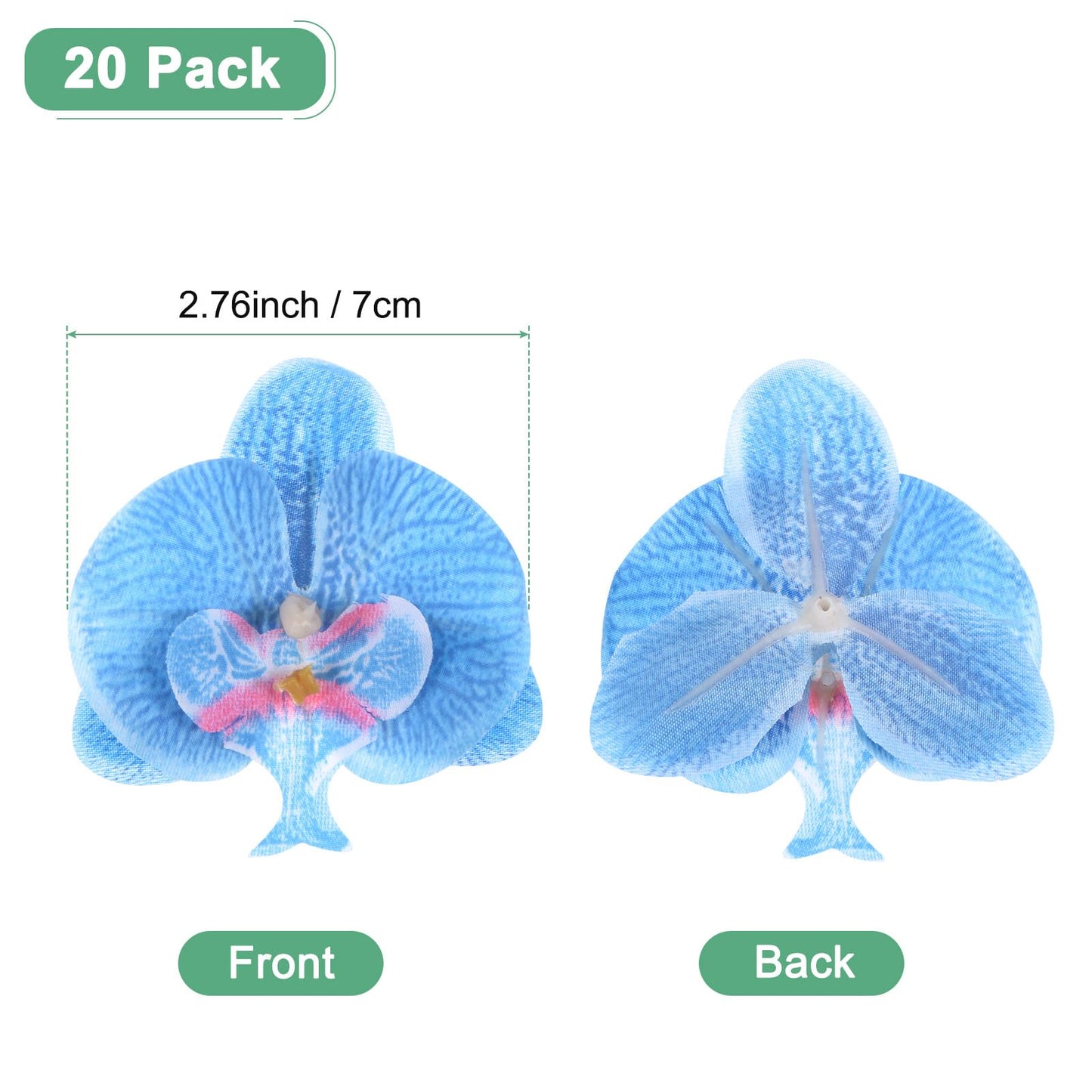 M METERXITY 20-Pack Artificial Orchid Flower Heads, Silk Faux Butterfly Flowers Head for Wedding/Bouquet/Bridal/Party Decor, Fake Phalaenopsis Petals Bulk [2.76 Inch, Dark Purple] BST220