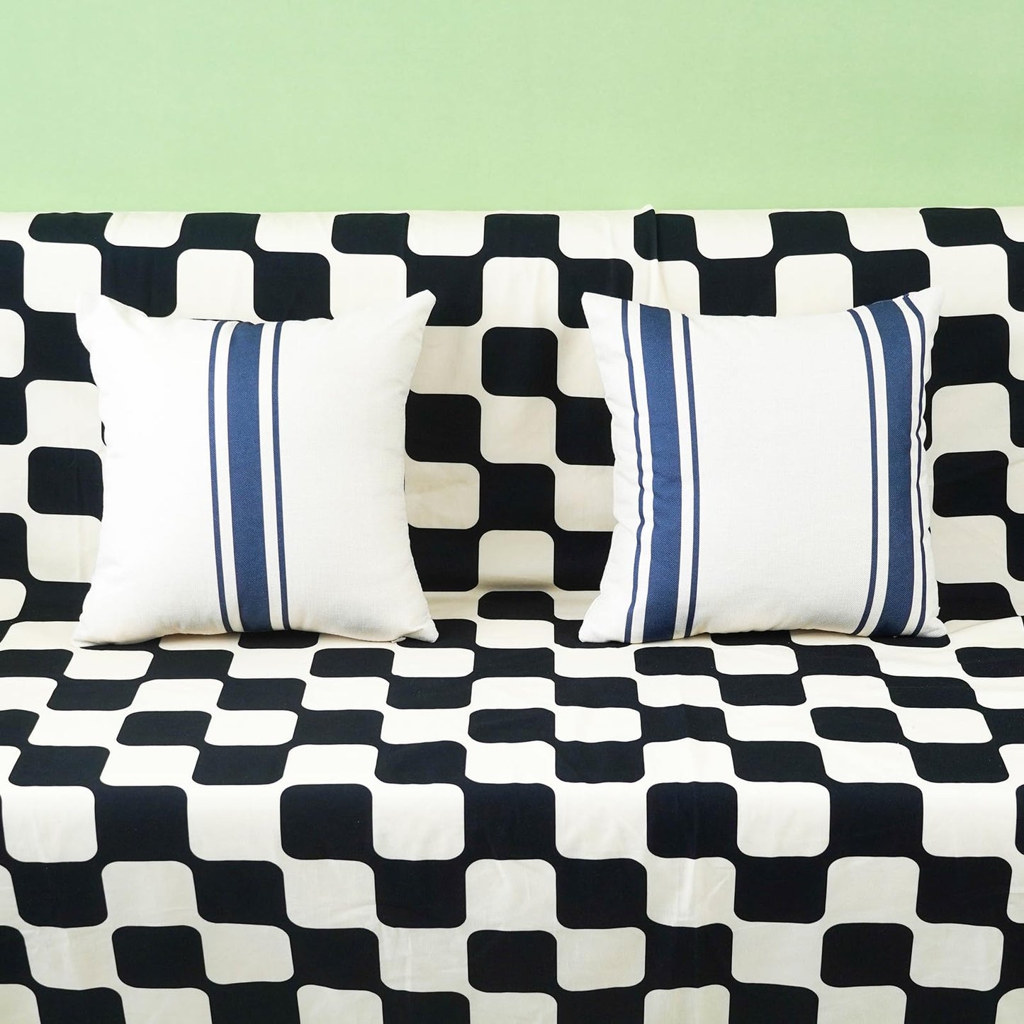 ONWAY Outdoor Pillow Covers Waterproof 18x18 Set of 2 Decorative Linen Throw Pillow Cover Beige and Black Striped Outdoor Pillows for Patio Furniture BST220