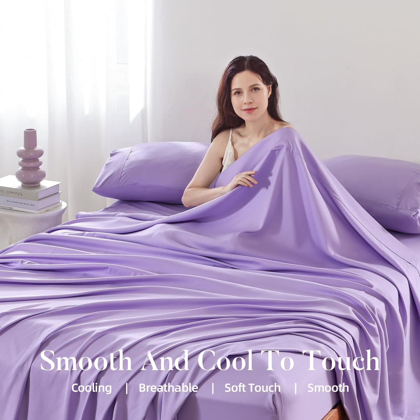 4 Piece Twin Size Sheet - Cooling Bed Sheets Set, Blend Rayon Derived from Bamboo, Breathable Soft Hotel Luxury Bedding & Pillowcases, Silky Fit 16 inch Extra Deep Pocket, Oeko-Tex - Olive Green BST326H