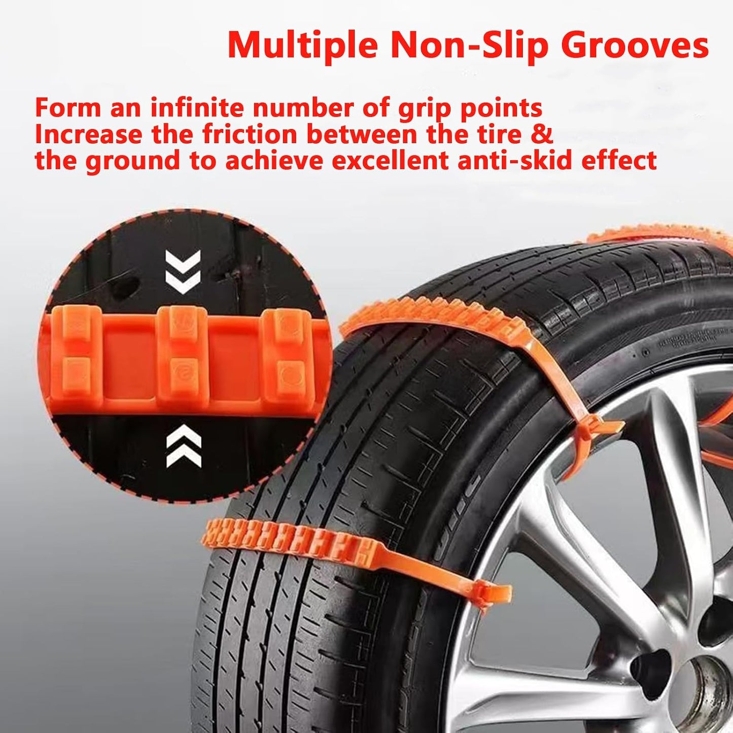 20pack Snow Tire Chains Reusable Anti-Skid Car Winter Wheels Chain Universal Cable Tire Belts, Red Non-Slip Zip Tie Tires Chain Emergency for Auto Pickup Trucks Suv WN420