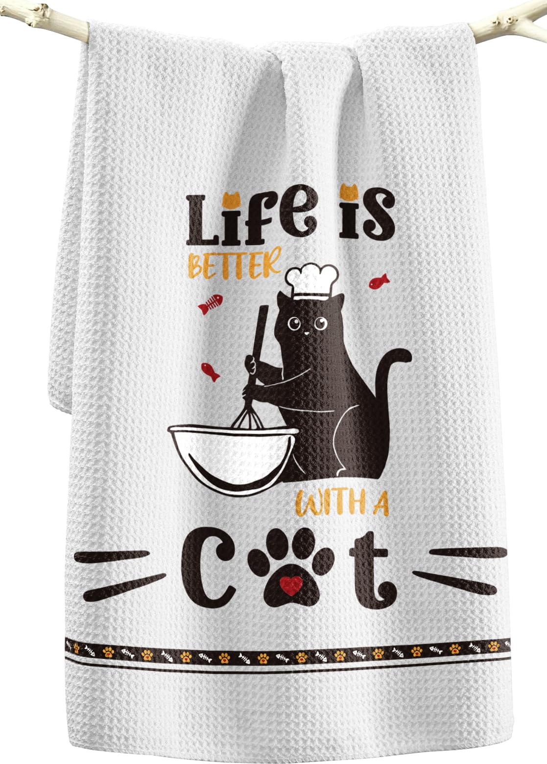 Miss Adola Dog Funny Kitchen Towels - 15x28 Inch Decorative Waffle Microfiber Dish Cloths Cute Absorbent Reusable Hand Tea Towels with Hanging Loop French Bulldog Gift for Dog Lovers WN420