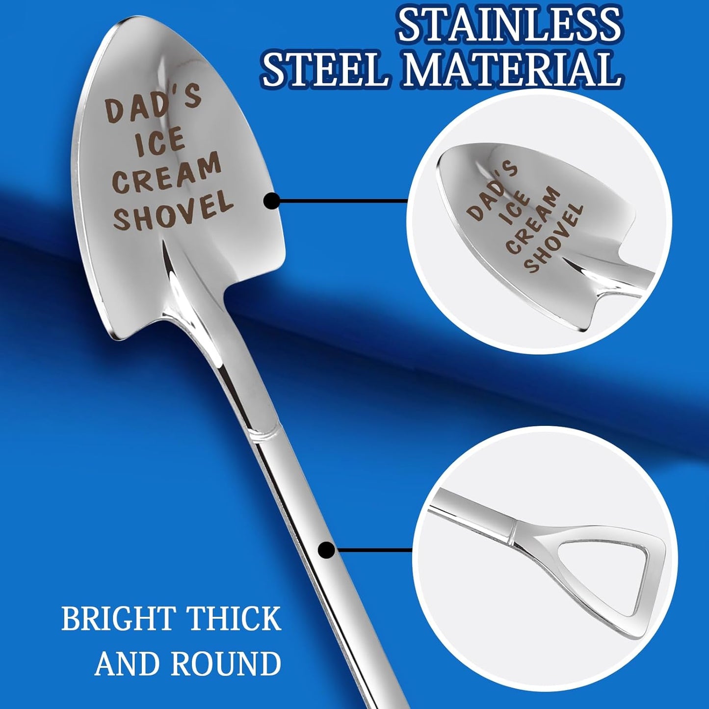 Dad Gifts - Gifts for dad from Daughter. Father Day Gifts for dad Ice Cream Spoon Scoop for Ice Cream Lovers, Father birthday Gifts Funny Engraved Stainless Steel Shovel WN420