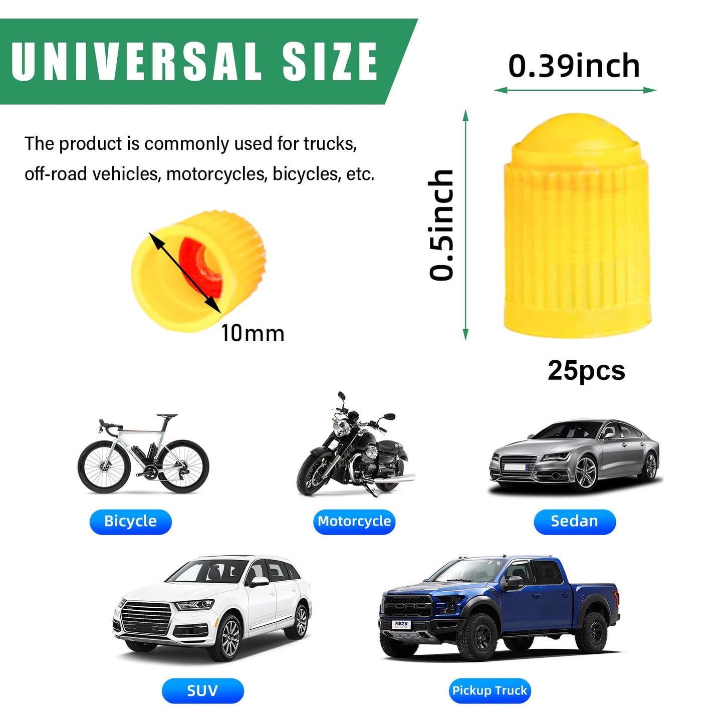Ziciner 25 PCS Tire Valve Stem Caps, Plastic Car Tyre Valve Cap with O Rubber Seal, Dustproof Airtight Seal Wheel Stem Covers, Universal Accessories for Cars, SUVs, Bicycles,Trucks (Red) WN420