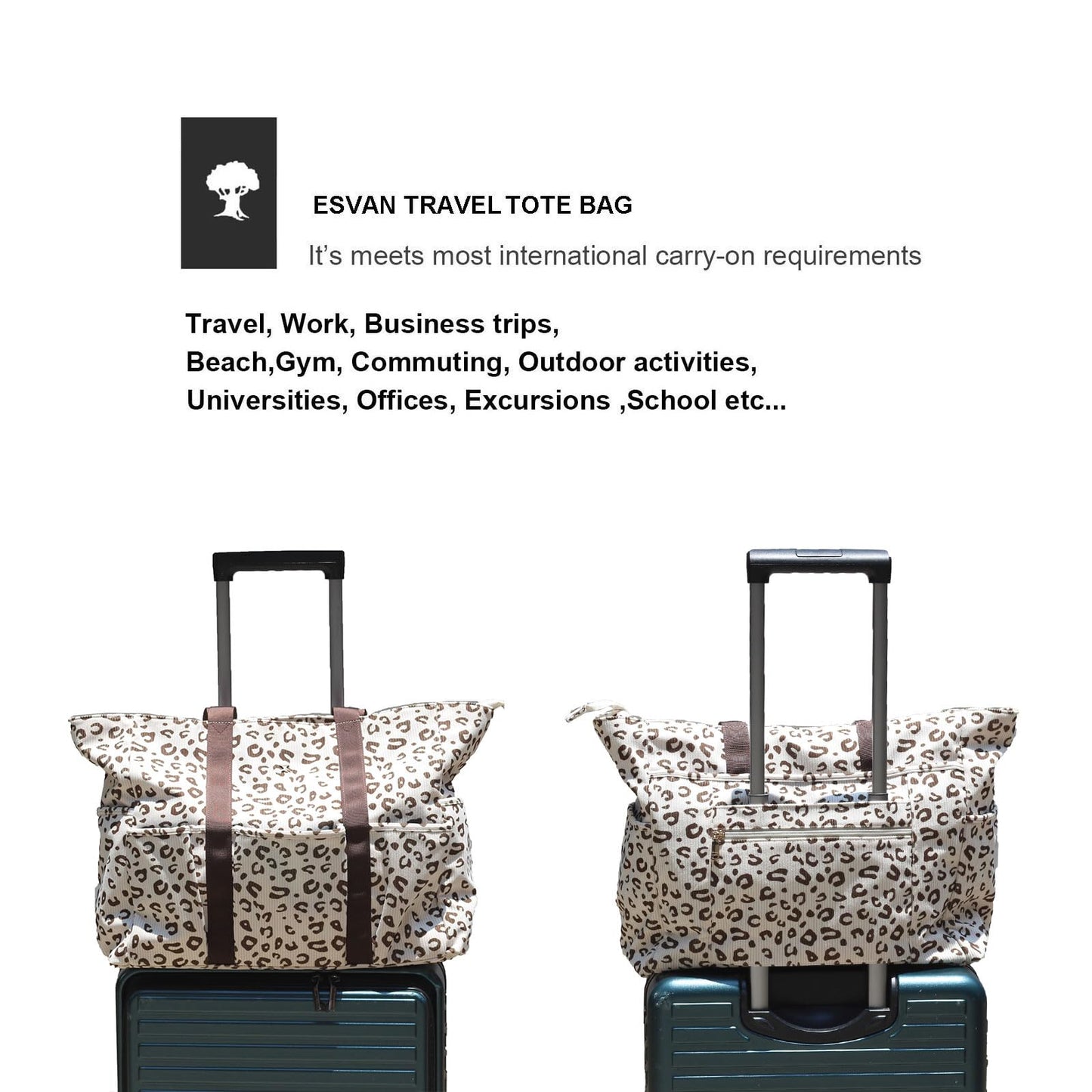 ESVAN Utility Tote Bag Weekender Duffle Bag with 13 Pockets - Perfect for Travel, Work, Gym, Beach, Teachers, and Nurses BST326H