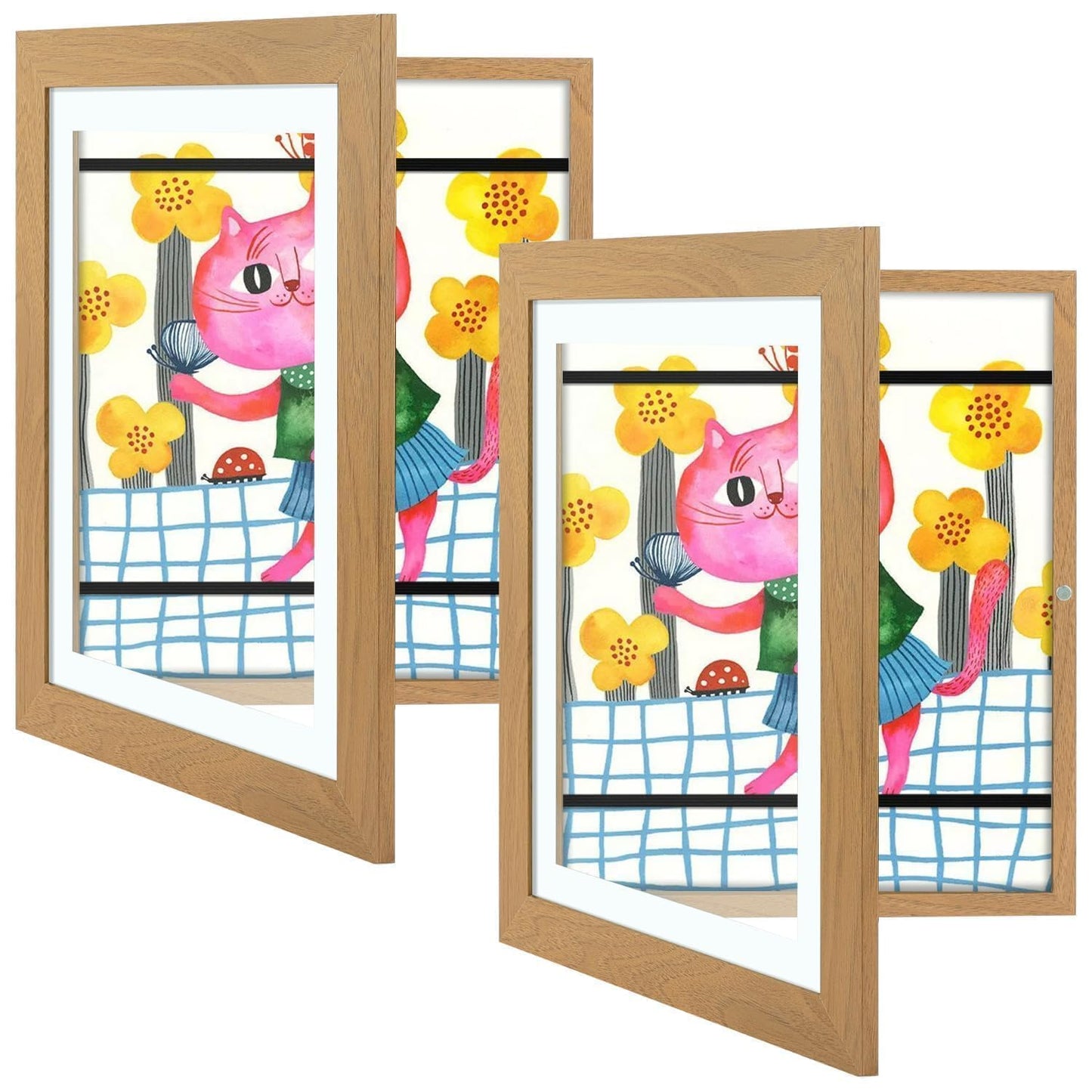 Golden State Art, 8.5x11 Kids Art Frames, Front-Opening Picture Frame Great for Kids Drawings, Artworks, Children Art Projects, Schoolwork, Home or Office (Walnut, Set of 2) BST220
