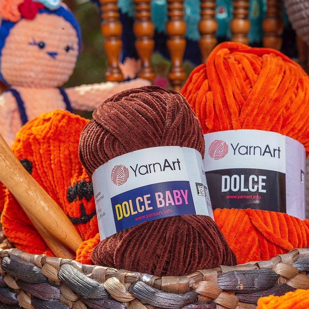 Yarnart Dolce Baby Yarn Soft Chenille Velvet Medium Blanket Amigurumi Yarn 50 Gram (1.76 oz) 93 Yards (850) BST220