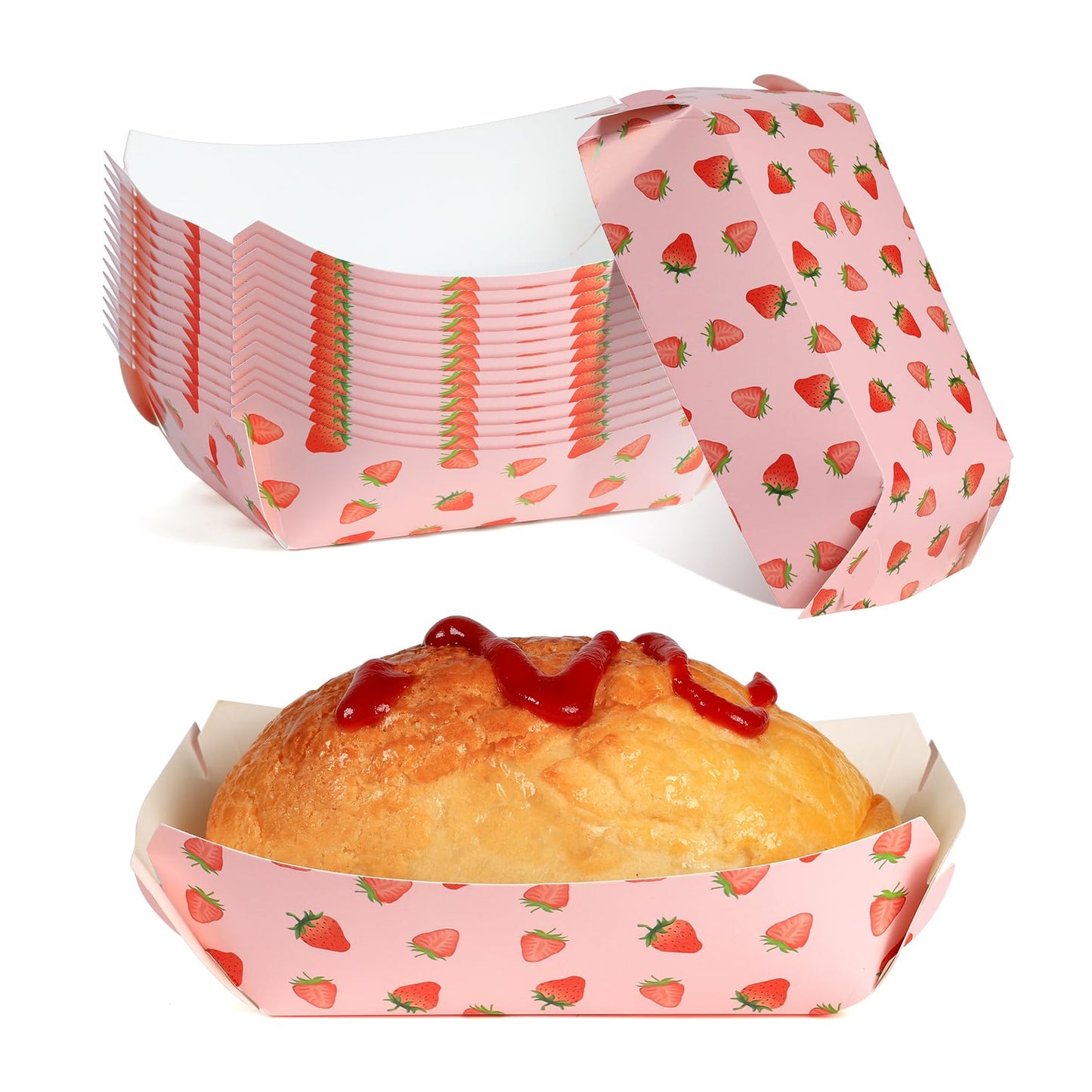 strawberry paper plates, disposable waterproof food trays, 1 lb., suitable for bulk strawberry-themed strawberry shortcake berry first birthday party supplies and gift decorations. (20, blueberry) BST220