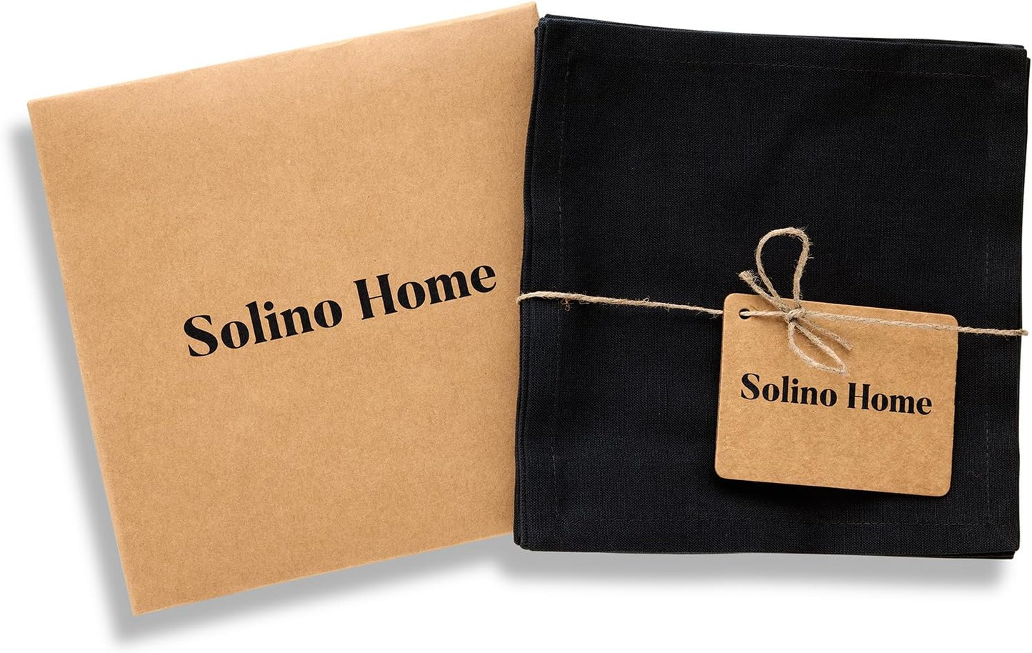 Solino Home Cotton Linen Cocktail Napkins Black, Dru 6 x 6 in, Set of 12 | Small Cloth Napkins for cocktails, coasters and appetizer serving | soft cotton linen weave, artisan crafted | fully washable BST326SOLH