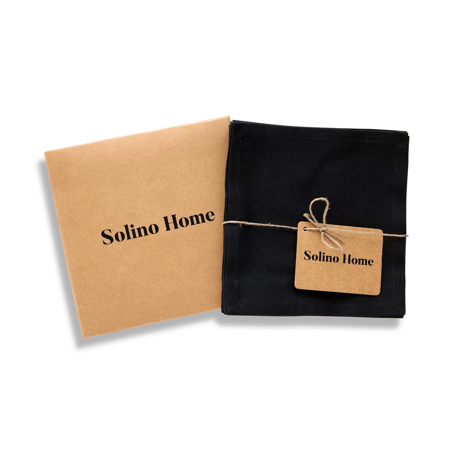 Solino Home Cotton Linen Cocktail Napkins Black, Dru 6 x 6 in, Set of 12 | Small Cloth Napkins for cocktails, coasters and appetizer serving | soft cotton linen weave, artisan crafted | fully washable BST326SOLH