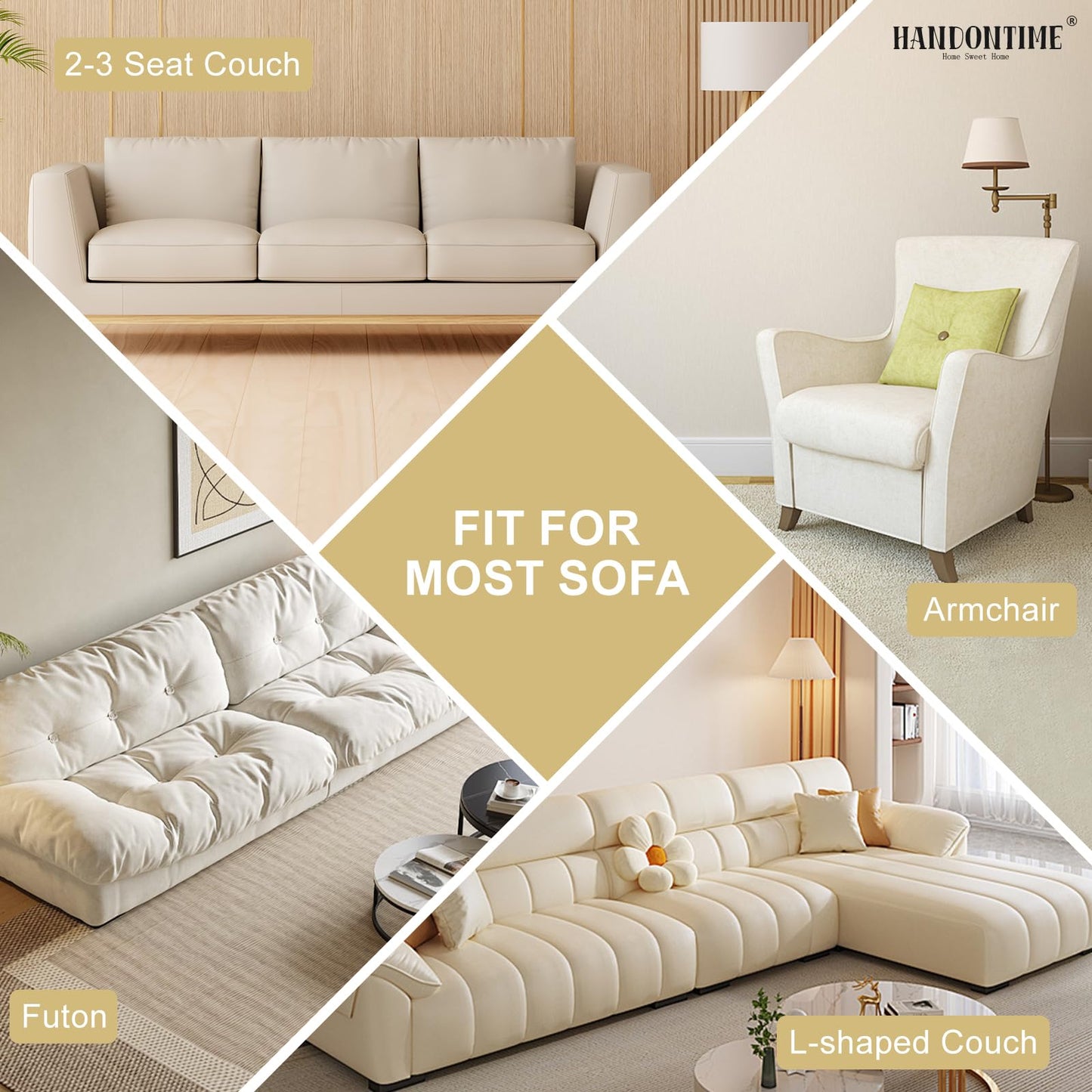 HANDONTIME Fuzzy Dog Couch Cover Washable, Pet-Friendly Sofa Covers Non-Slip Geometric Jacquard Pet Protector Furniture Cover for 3 Cushion Sofa Cozy Fuzzy Dog Mat for Couch (Grey, 35.4" x 70.9") BST202