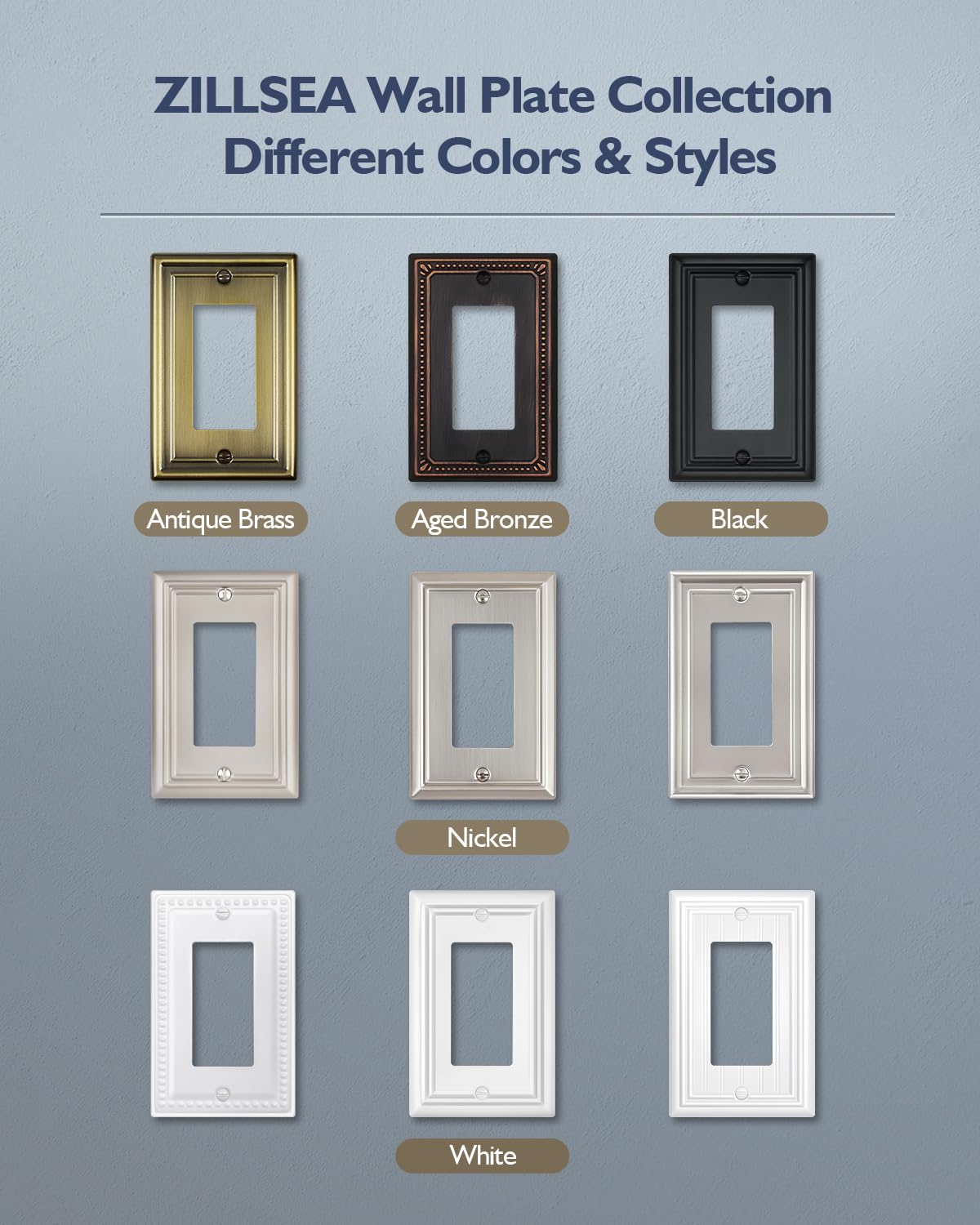 Decorative Metal Wall Plates, Switch Plates Outlet Covers (Off White/1 Decorator 4 Pack) WN420