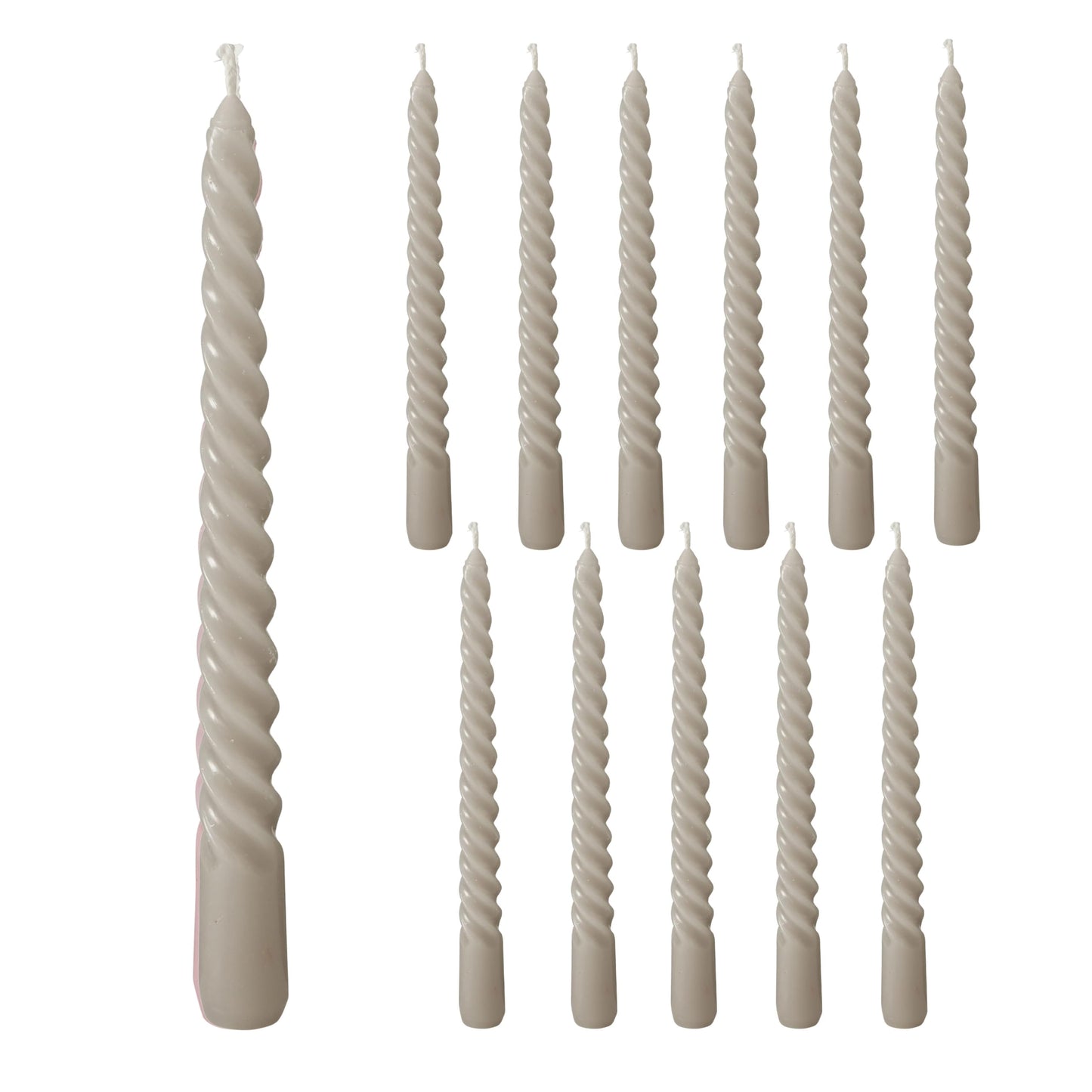 12 Piece Pale Green Twist Taper Candles, 2 Boxed Sets of 6, 4 Hours Burn Time, Paraffin Wax, 7.75 Inches BST220