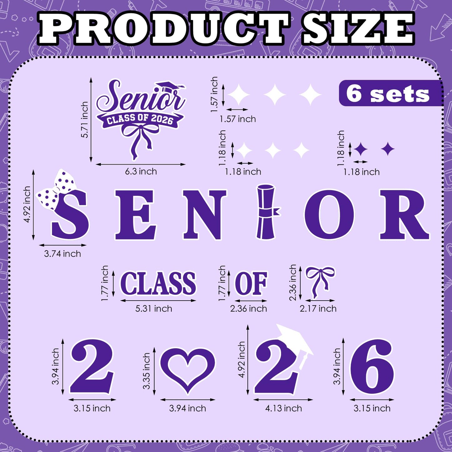 Solsew 6 Sets Class of 2026 Iron on Transfers for Overalls, Senior 2026 Iron on Patches Heat Transfer Stickers for Class Group Graduation Party Bib Pants Jeans Decorations(Pink) BST202