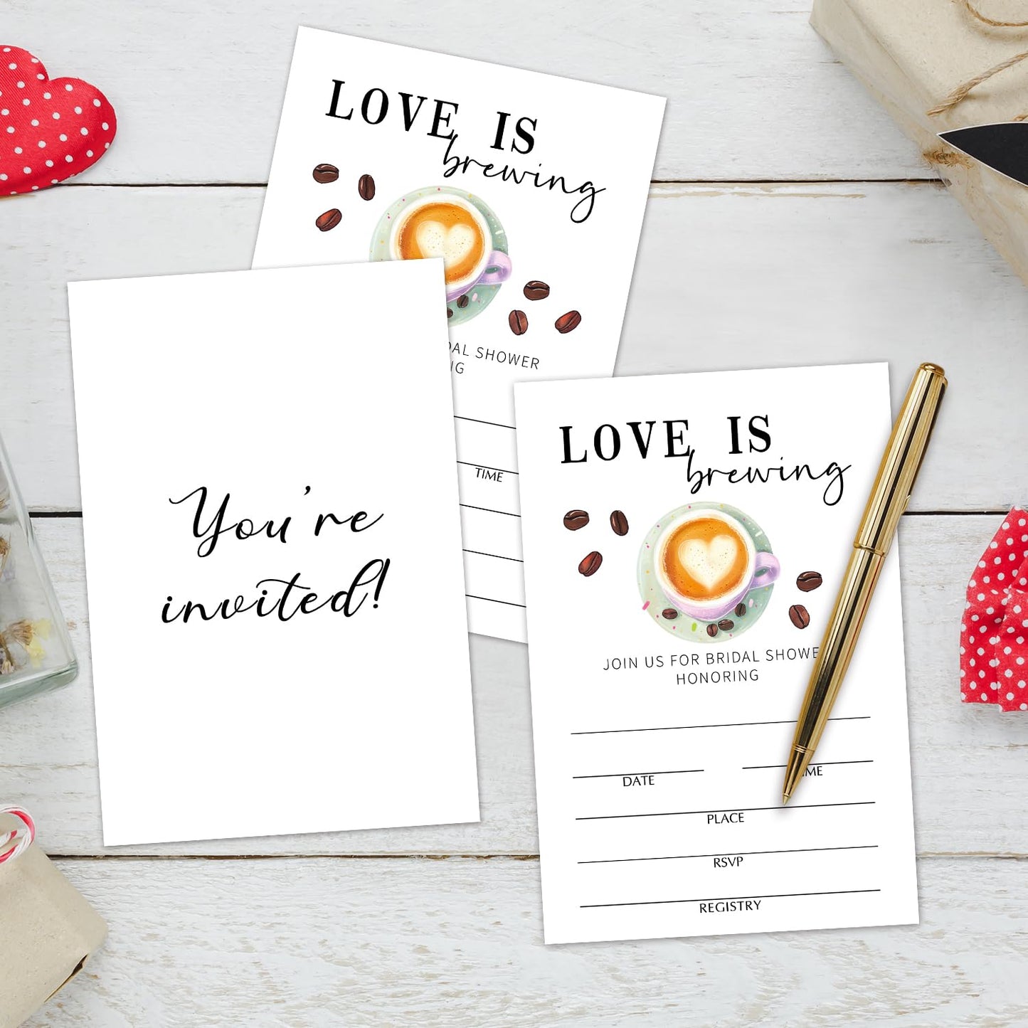 50 Years Anniversary Bridal Shower Invitations Cards, Set of 25 Gold Foil Floral Fill in Style 50th Year Wedding Invites Cards with Envelopes for Couples Marriage Party Supplies-T05 WN420