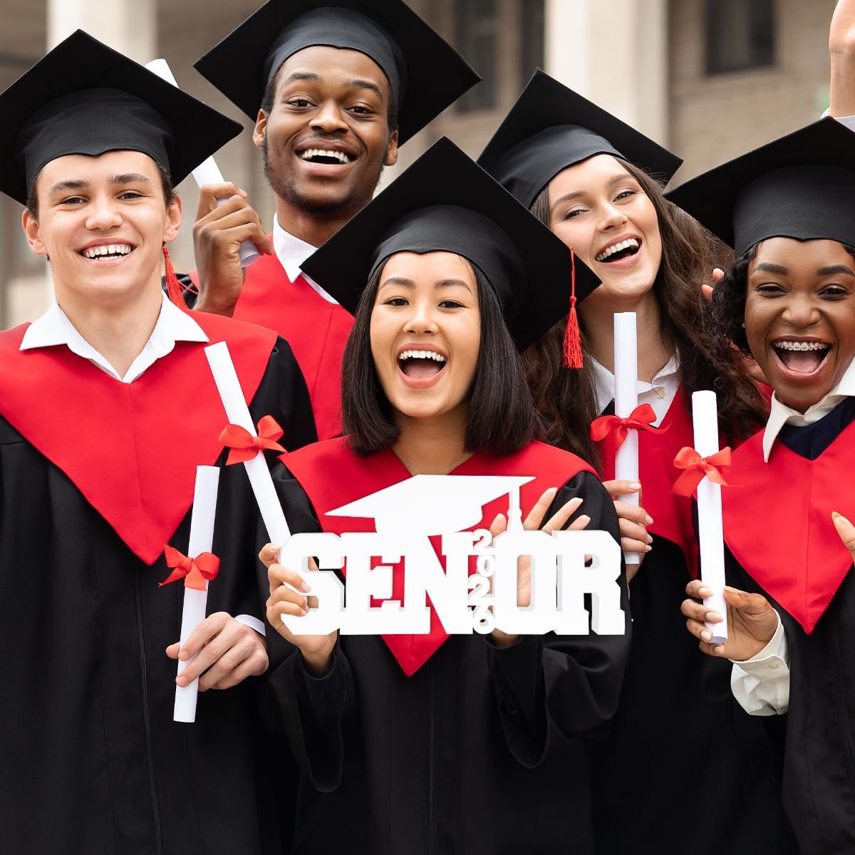 Senior 2026 Sign Graduation Decorations Class of 2026 Photo Booth Props First Day of School Wood Cutout Sign Senior Graduation Party Decor Grad Party Supplies BST326H