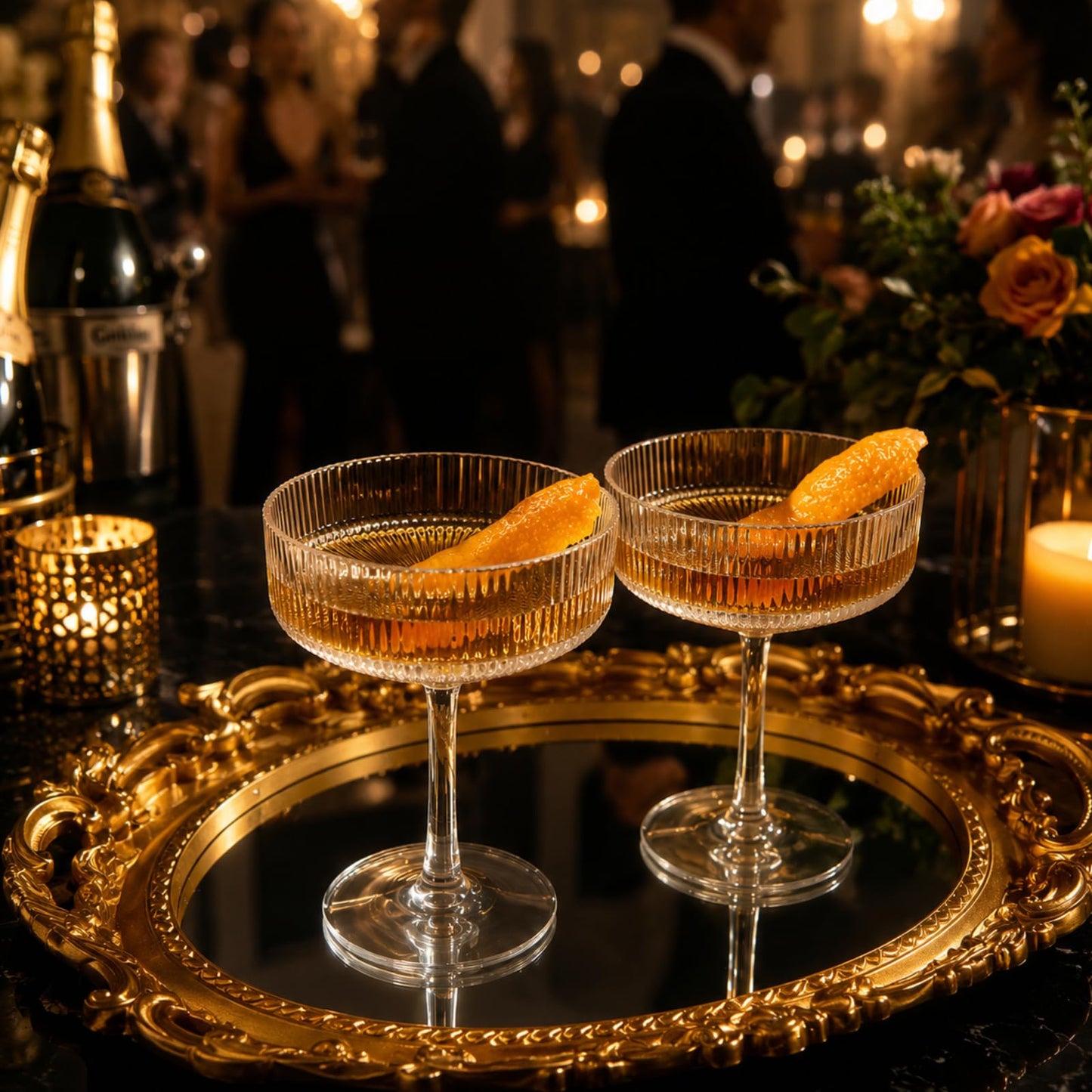 Khen Pink Peach Acrylic Ribbed Coupe Martini Champagne Cocktail Glasses, Set of 4, 8 oz Shatterproof Ripple Stemware European Style Reusable Drinkware Goblets, Indoor Outdoor Parties Weddings Bar Gift BST220