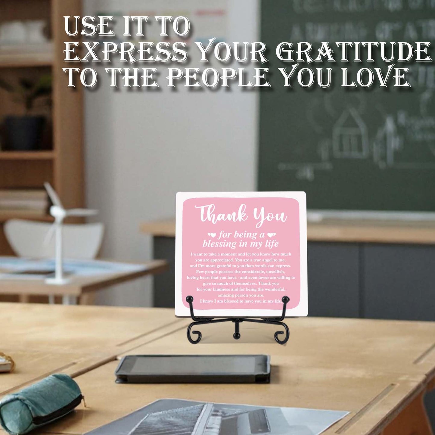Thank You Gifts for Women Men, Inspirational Appreciation Gifts,Small Special Inexpensive Gift Ideas,5 in Aqua Home Office Desk Decor Plaque(B05) BST326L