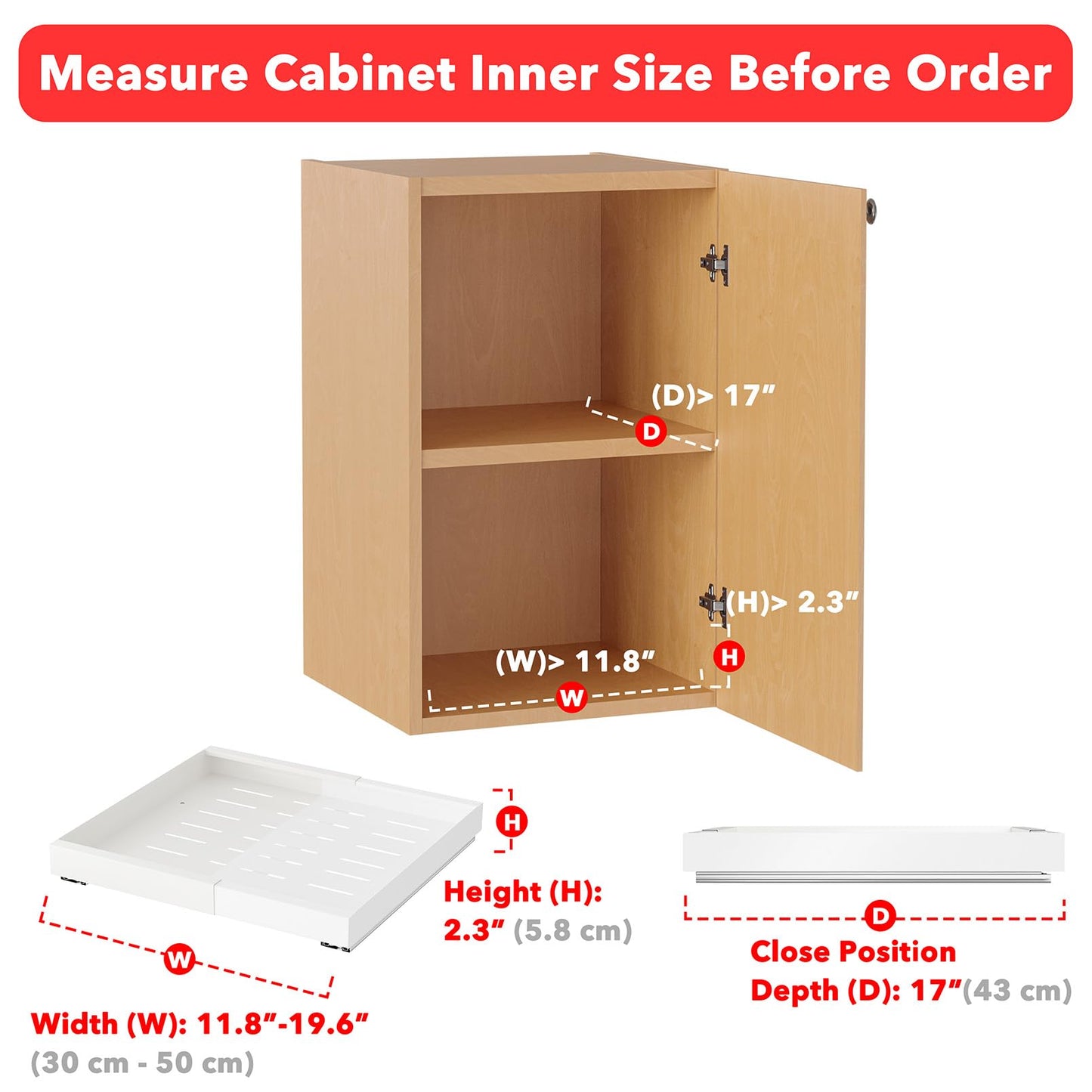 SpaceAid Pull Out Cabinet Organizer, 1 Pack Expandable 11.8"-19.6" (Need to Pull to Wide) N26