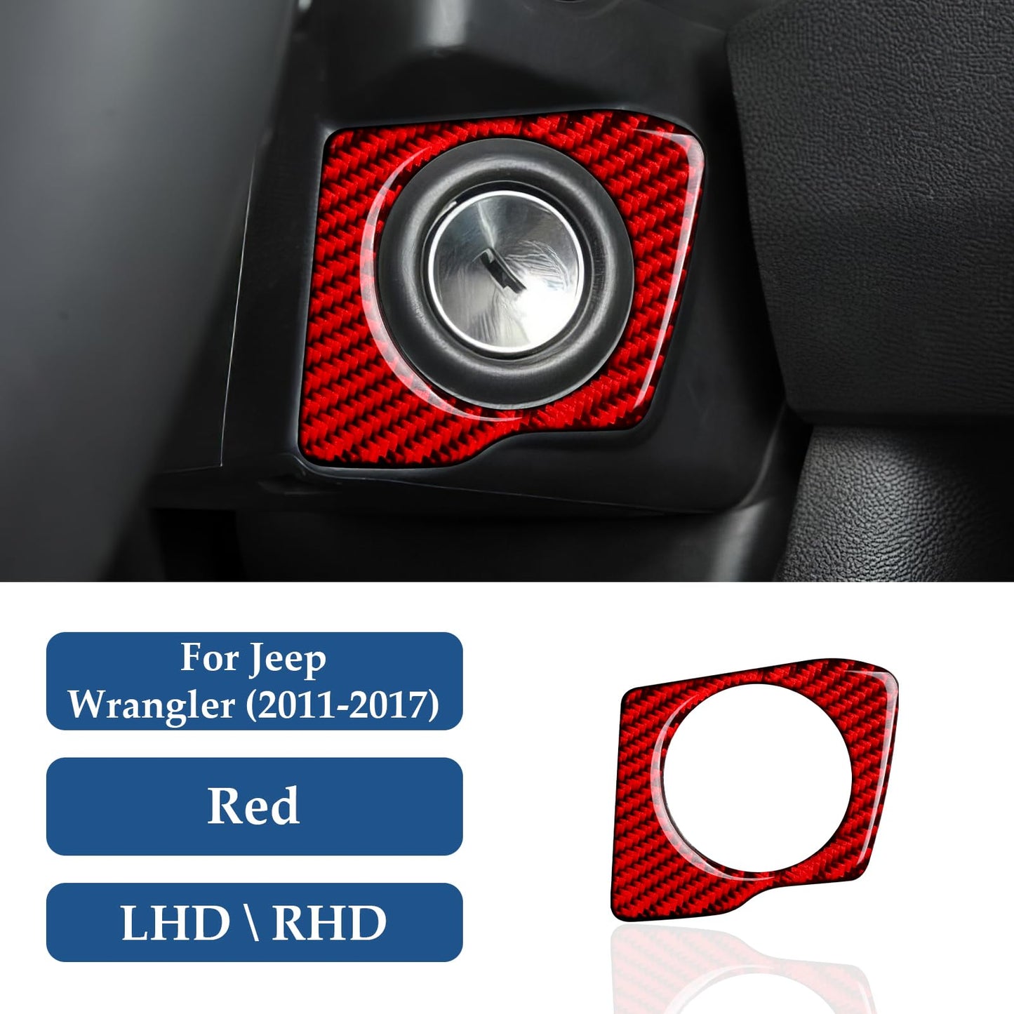 Car Gear Shift Lower Panel Sticker Carbon Fiber Decal Interior Trim Cover for Jeep Wrangler 2011 2012 2013 2014 2015 2016 2017 Accessories (Red) BST220