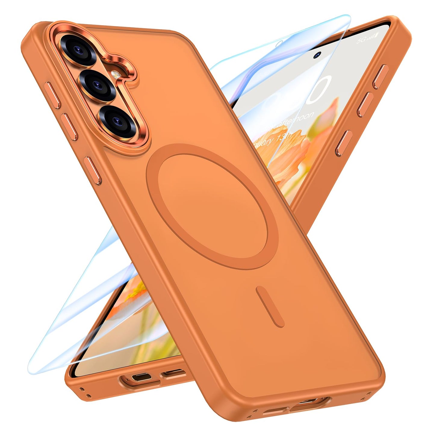 MATEPROX Magnetic Design for Samsung Galaxy S24 Plus Case, Stylish Slim an-ti Yellow Translucent Matte Shockproof Protective Cover for S 24+ 6.7'' 2024-Titanium Gray WN420