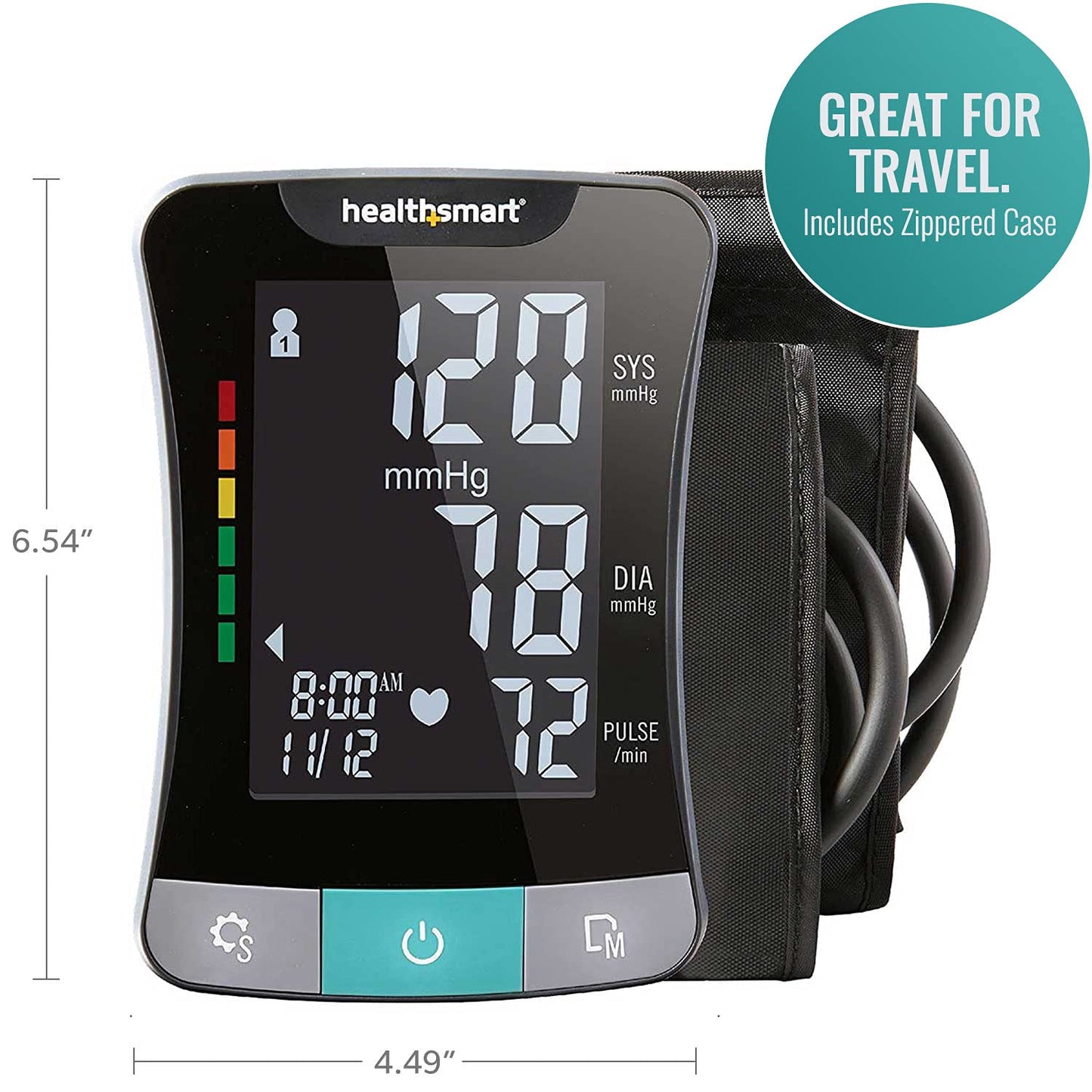 HealthSmart Digital Premium Blood Pressure Monitor with Automatic Upper Arm Cuff that Displays Blood Pressure, Pulse Rate and Irregular Heartbeat, Stores up to 120 Readings for 2 Users