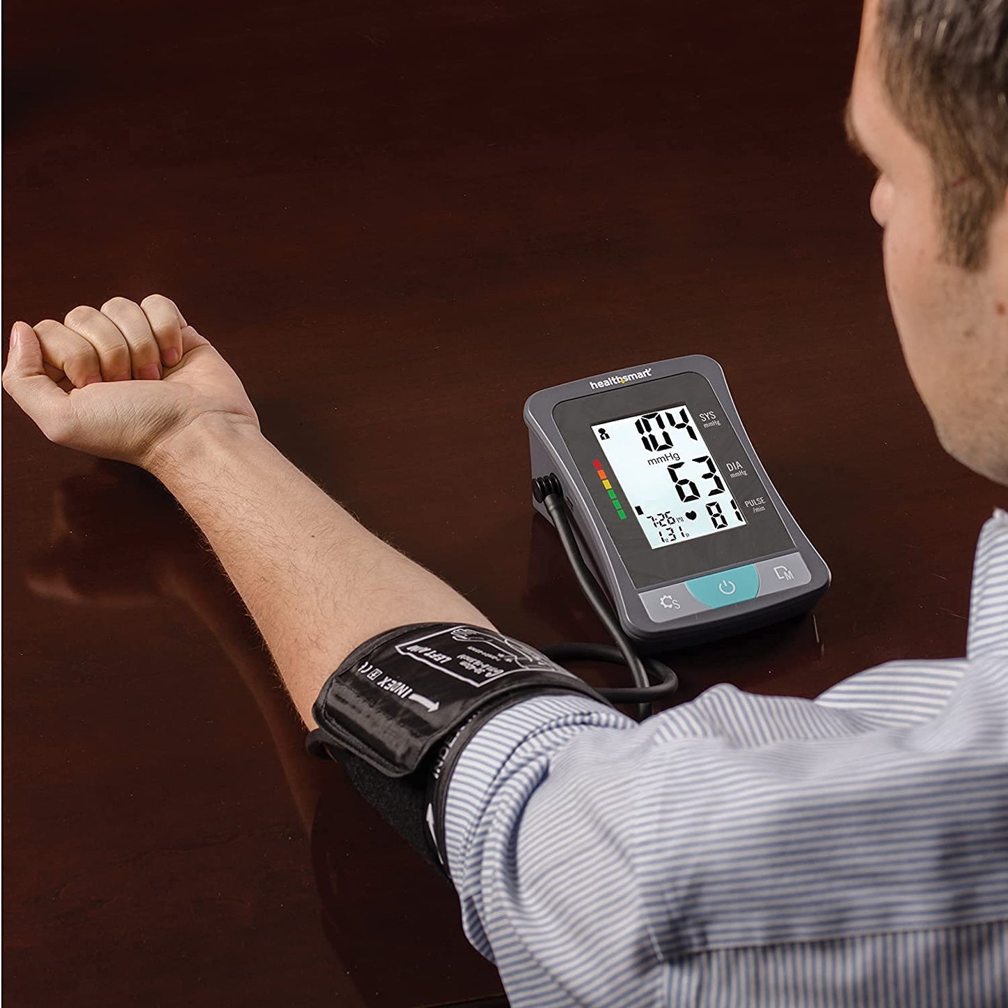 HealthSmart Digital Premium Blood Pressure Monitor with Automatic Upper Arm Cuff that Displays Blood Pressure, Pulse Rate and Irregular Heartbeat, Stores up to 120 Readings for 2 Users