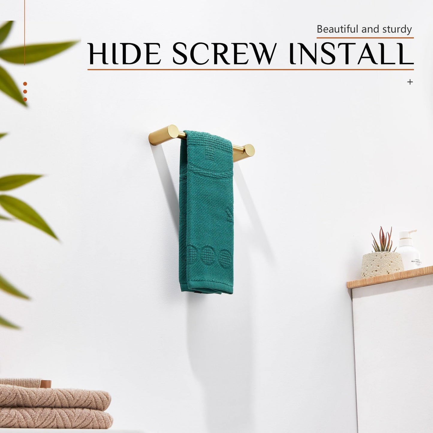 KOKOSIRI Bathroom Hand Towel Rings 9-Inch Hand Towel Holder Wall Mounted Bathroom Hardware Accessories Oil Rubbed Bronze Stainless Steel, B4007ORB-L9 BST202