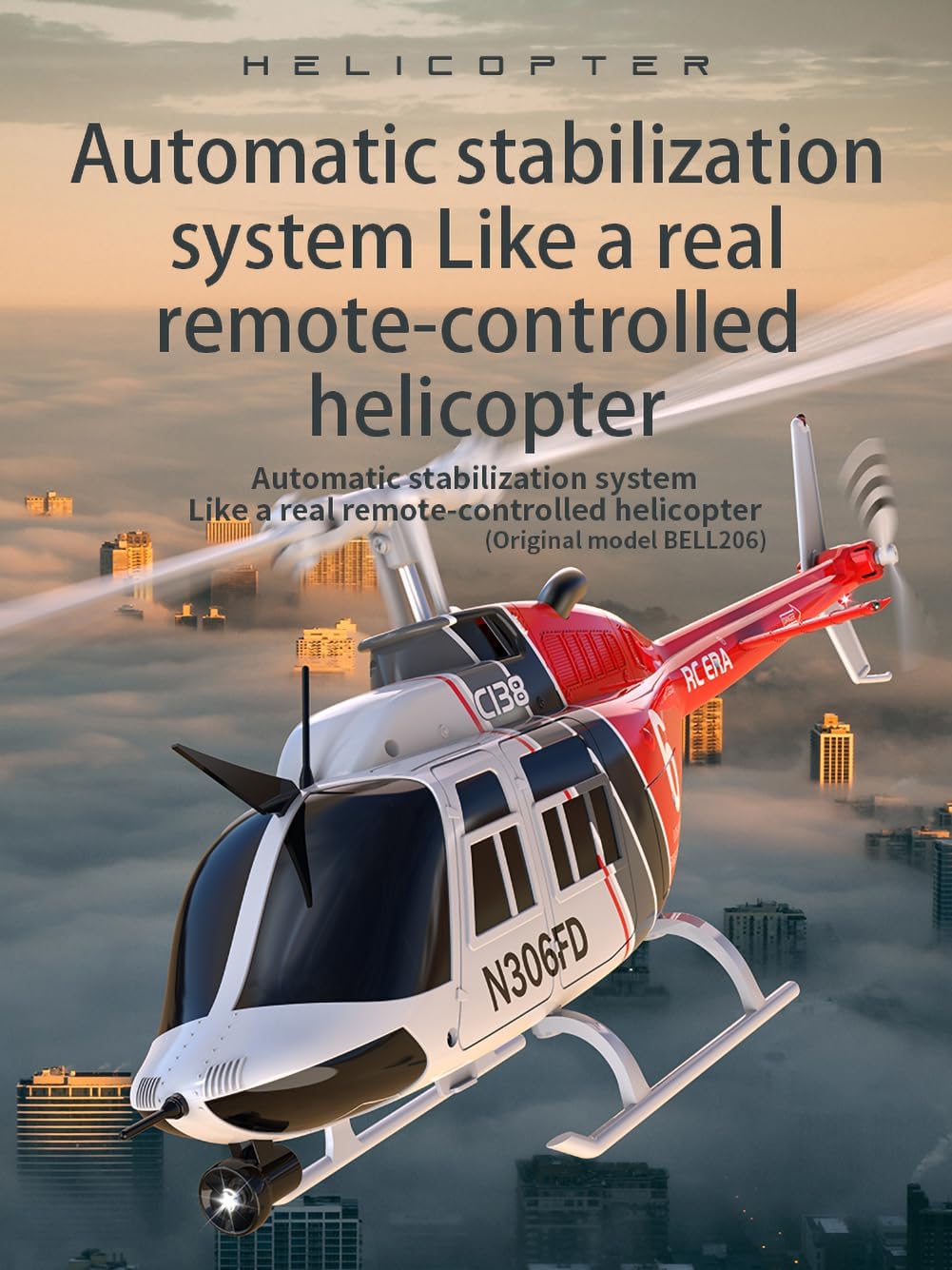 RC ERA Bell206 Gyro Stabilized Helicopter - RTF 1:33