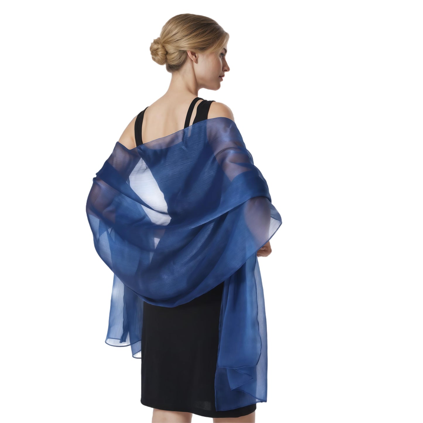 Women Sheer Crepe Shawl - Lightweight Soft Shimmer Wrap for Evening Party, Travel & Festival - Versatile Elegant WN420