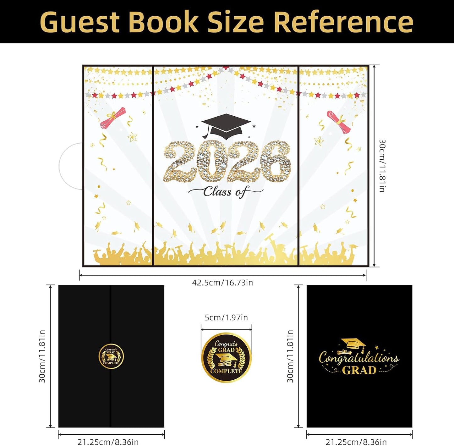 Graduation Guest Book 2026, Black Sign in Book | Class of 2026 sign in book for graduation parties, memory collection, guest messages and keepsake display BST220
