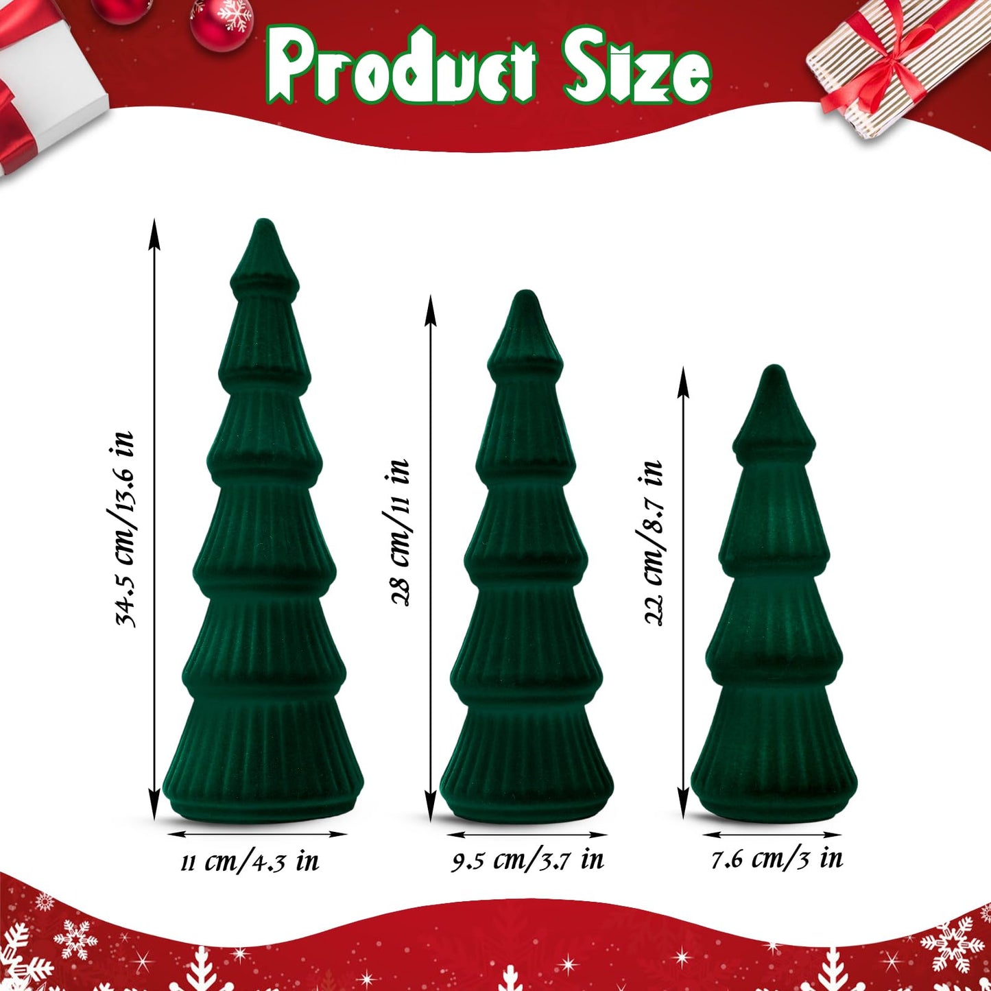 Wooden Christmas Tree Figurine, 3 Pcs Tabletop Xmas Tree, Christmas Centerpiece Decor for Home Entryway Mantel Shelf Table Fireplace Holiday (White-Wood) BST326H