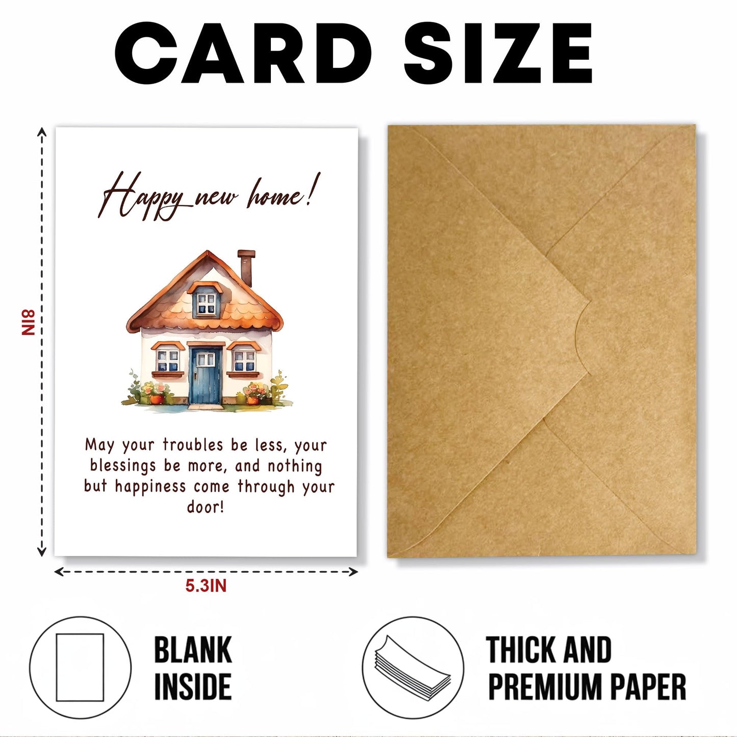 Congrats on Your New Home Housewarming Greeting with Gold Lettering and Key Design, Funny Congratulations Gift for New Homeowners, First-Time Buyers, Friends, Neighbors, Real Estate Clients Single 5.3''x8'' with Envelope BST326L