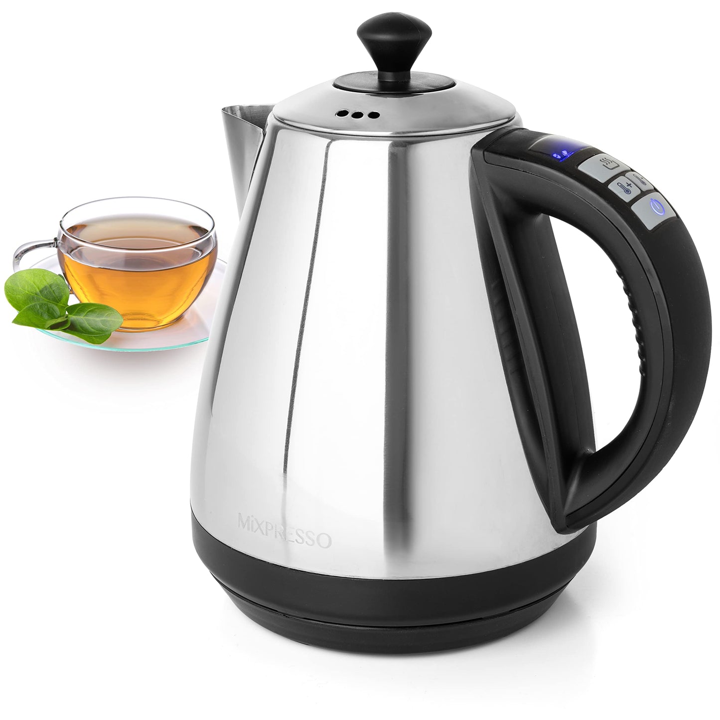 Mixpresso Electric Kettle Temperature Control, Hot Water Kettle Electric, Cordless 1 Liter Capacity, Keep Warm & LED Indicator, Auto-Shutoff, Boil-Dry Protection, Stainless Steel Electric Kettle BST220