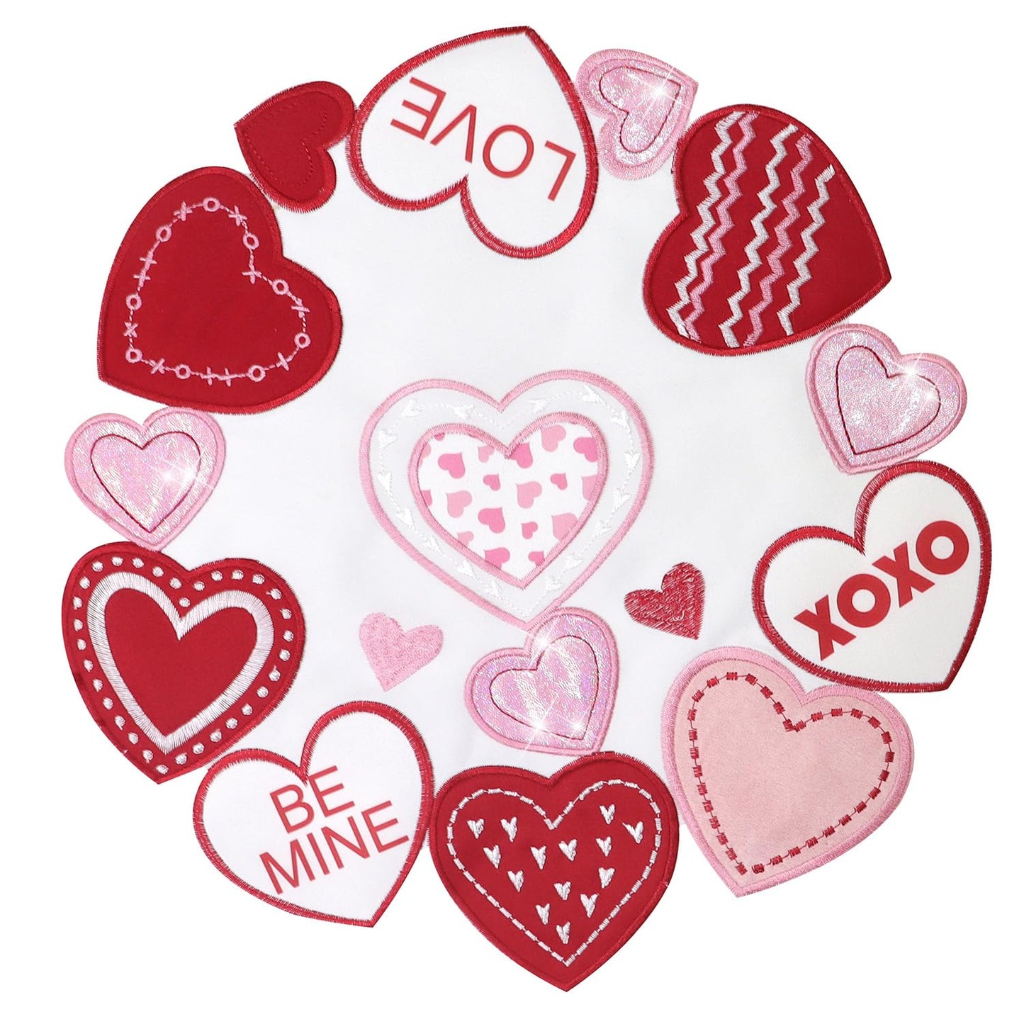 Valentines Table Runner Embroidered Red Love Heart Pink Valentines Day Runner for Table Decorations 54 inches Long Sparkle Cut Out Wedding XOXO BST202