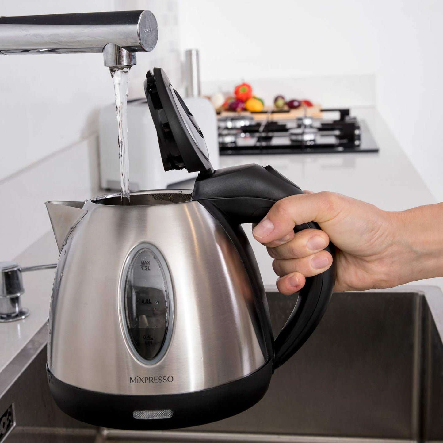 Mixpresso Electric Kettle Temperature Control, Hot Water Kettle Electric, Cordless 1 Liter Capacity, Keep Warm & LED Indicator, Auto-Shutoff, Boil-Dry Protection, Stainless Steel Electric Kettle BST220