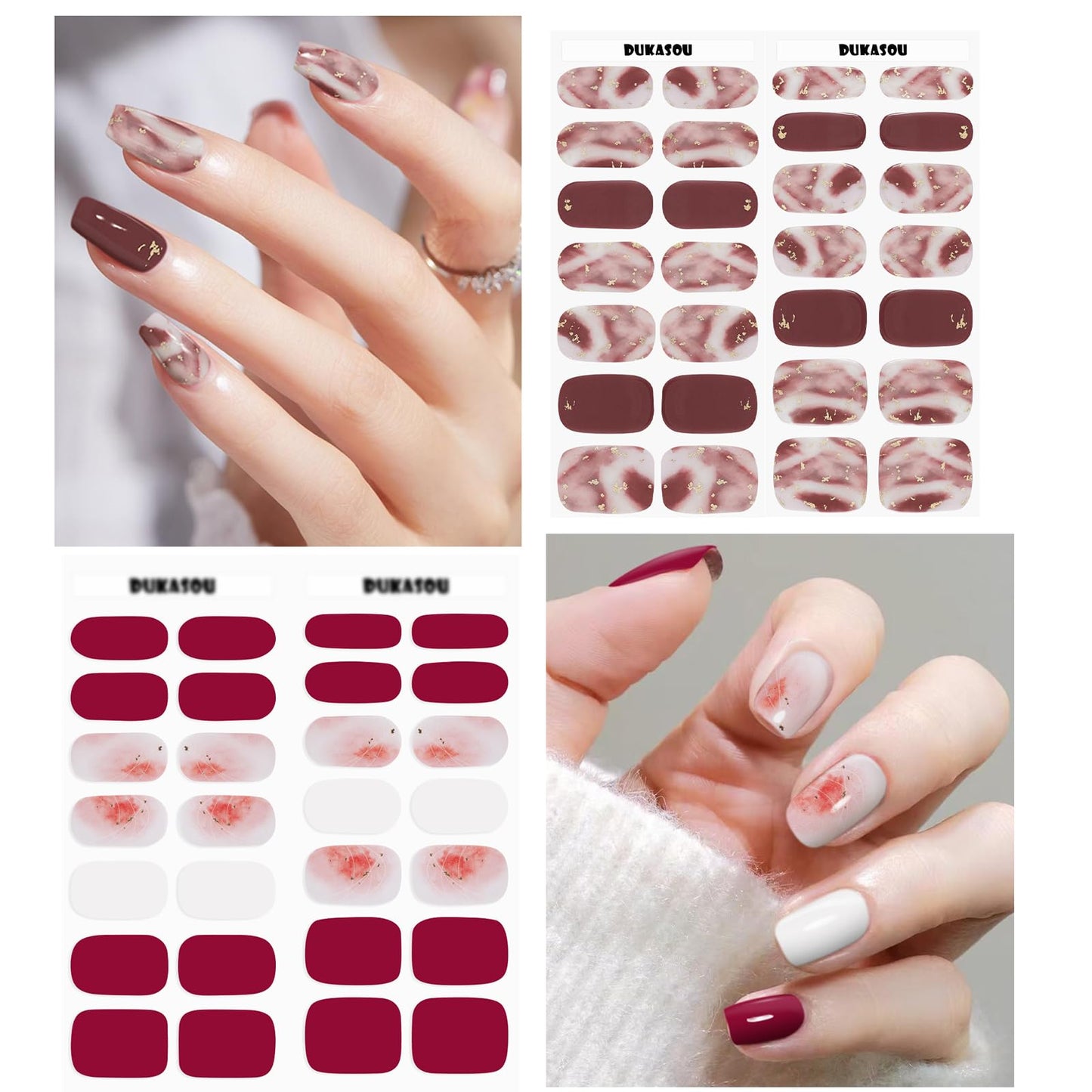 Semi Cured Gel Nail Strips, 56Pcs Nail Art Stickers/Wraps, Long Lasting UV Nail Polish Strips for Adults (Silver Rhinestones+French Tip Glitter) BST220