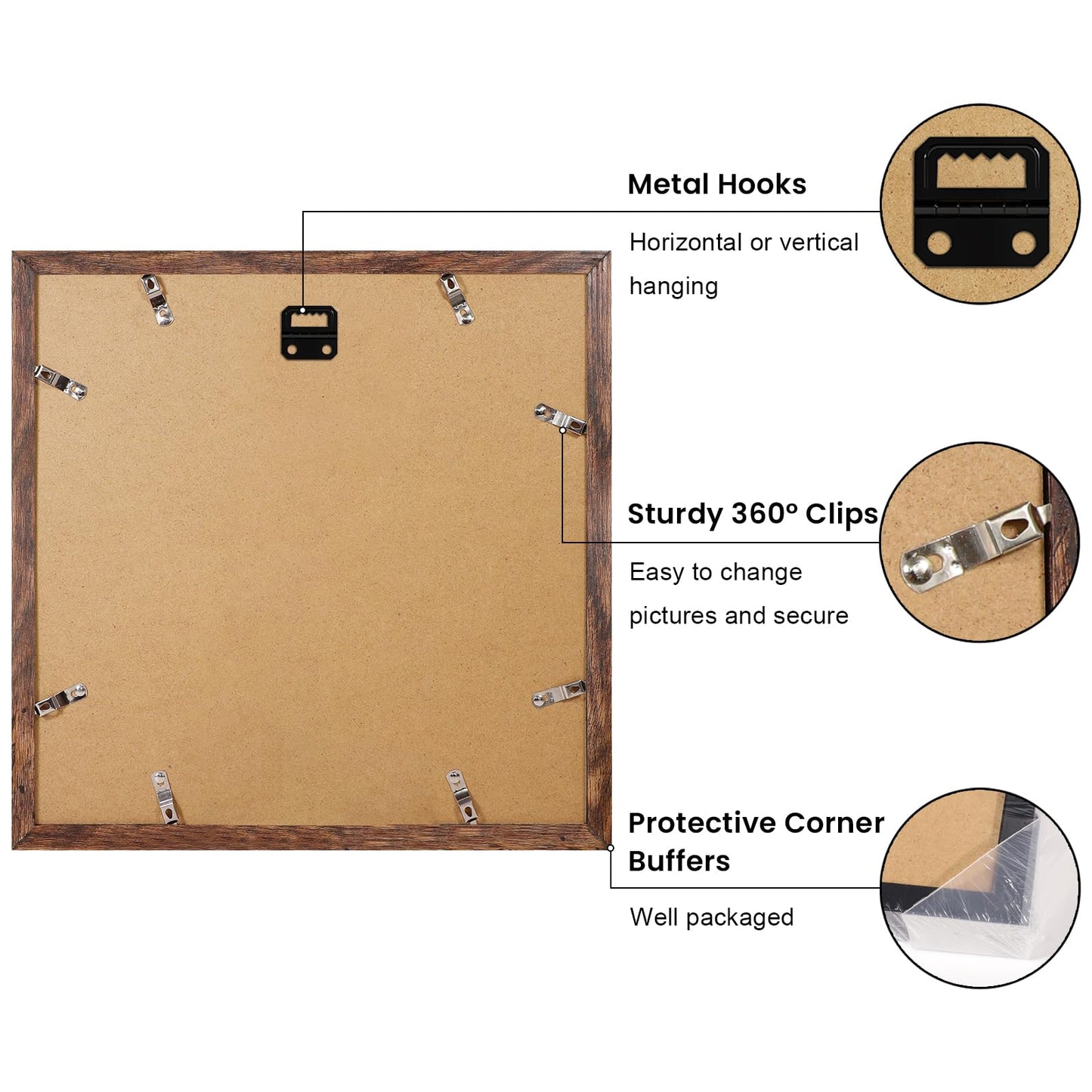 YESKAY 8x10 Picture Frame Set of 9, Display Pictures 5x7 with Mat or 8 x 10 Without Mat, Multi Photo Frames for Wall Mounting or Table Top Display, Blue BST326H