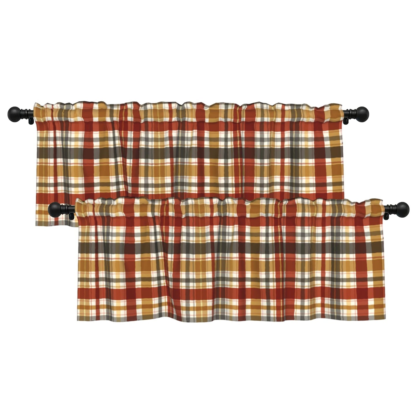 Patriotic Valance for Kitchen 2 Pack 54"x18" American Flag Curtains for Windows Red White Blue Stars 4th of July Independence Day Eucalyptus Leaf Window Treatment Rod Pocket Valance for Home Decor BST326L