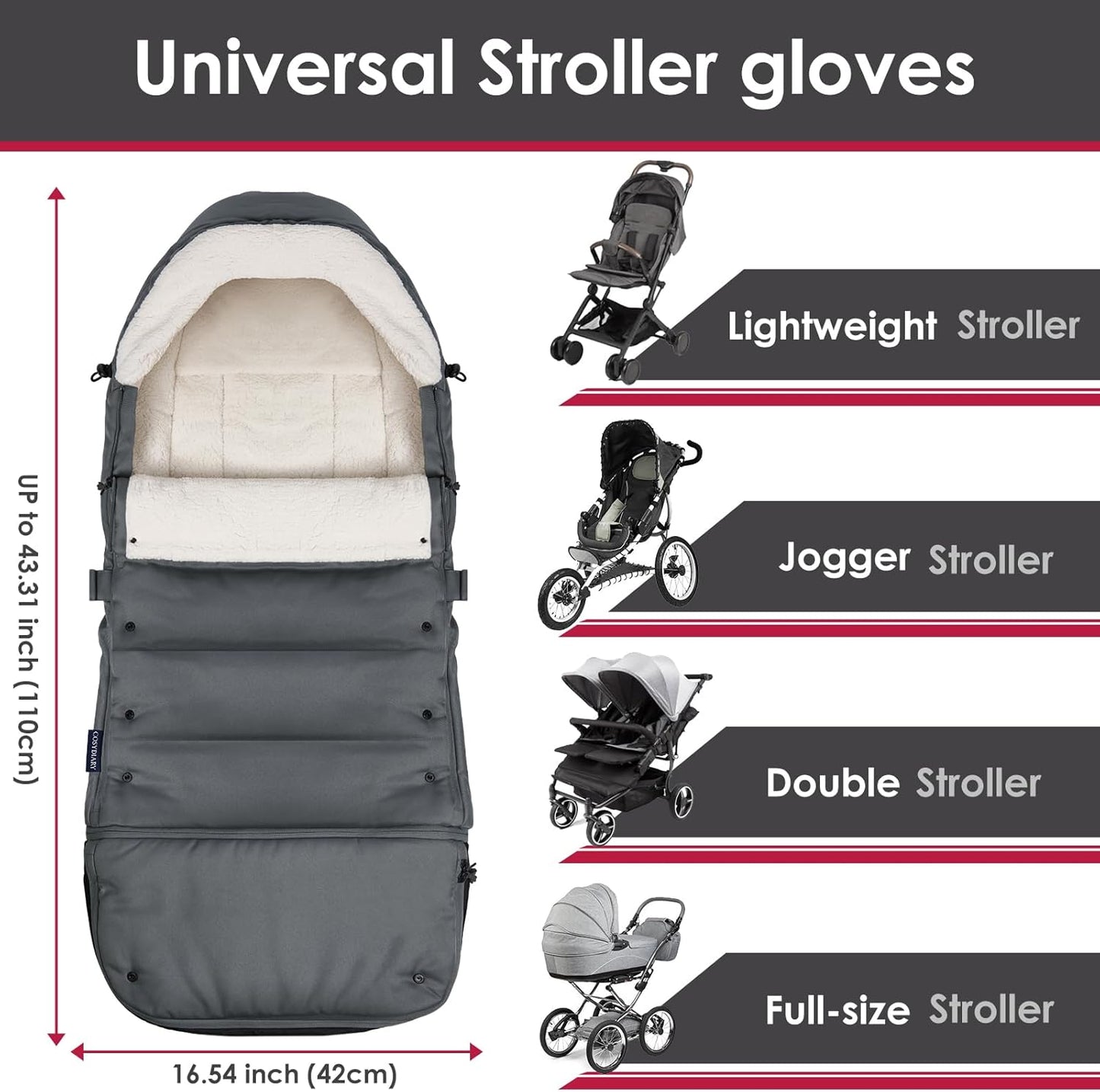 COSY DIARY Stroller Footmuff | Universal, Weather-Proof, Warm Stroller Footmuff 77